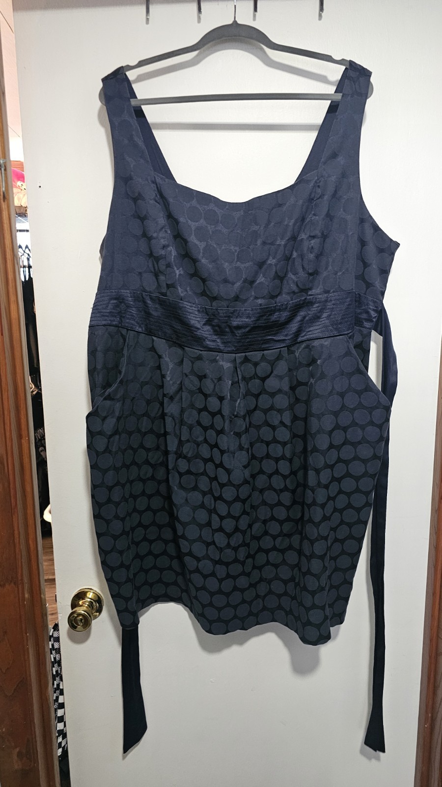 Torrid Women’s Plus Size 24 Navy Blue Polka Dot Sheath Dress Scoop Neck Zip