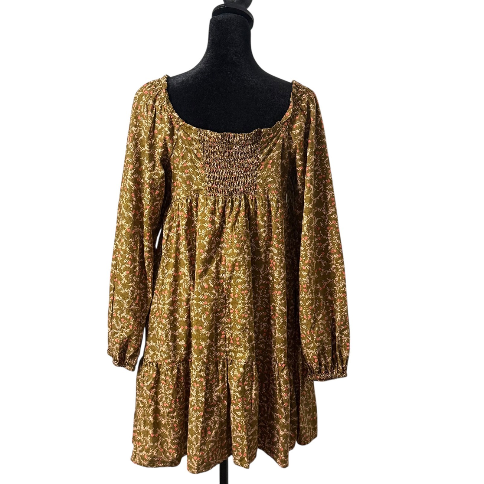 Universal Thread Tiered Mini Dress Smocked Square Neck Size XS Cottage Prairie