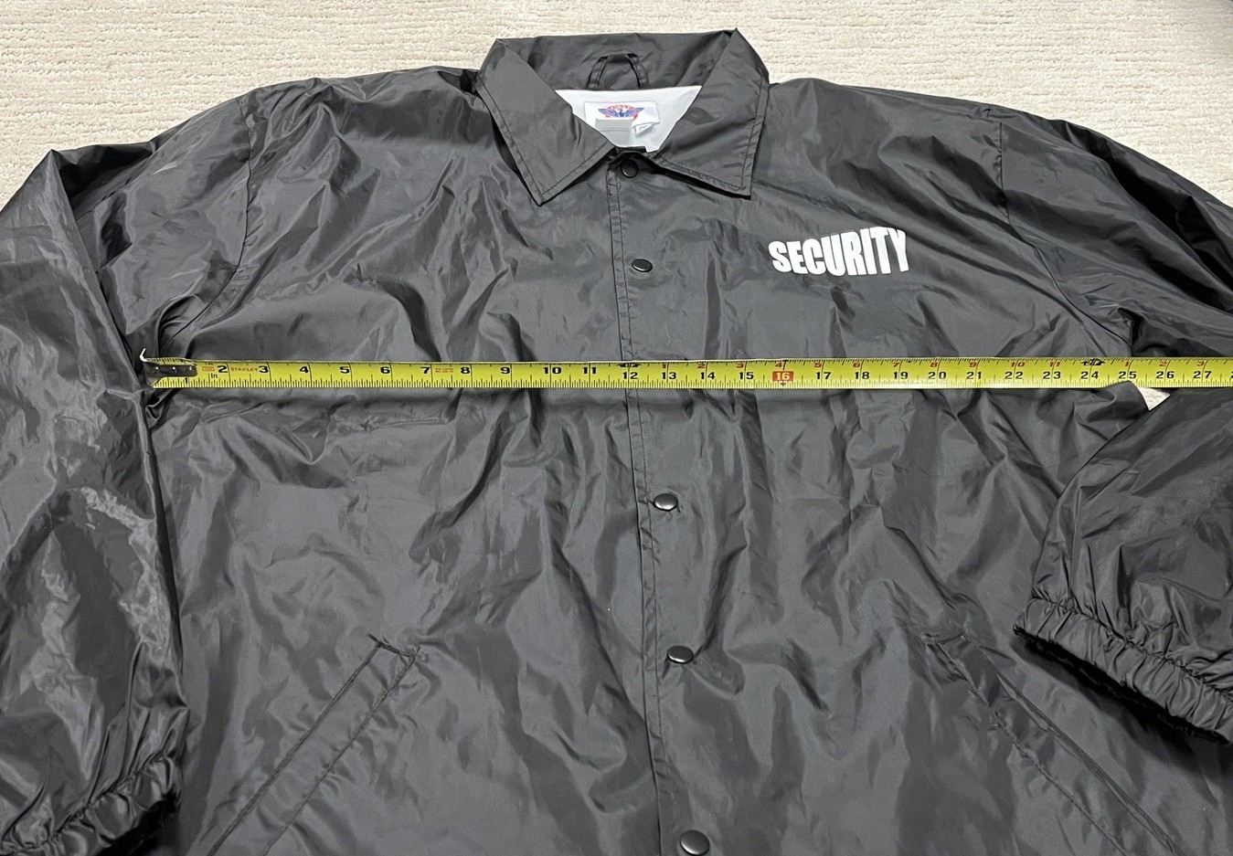 First Class Security Jacket Mens 2XL Black Waterproof Full Zip Uniform