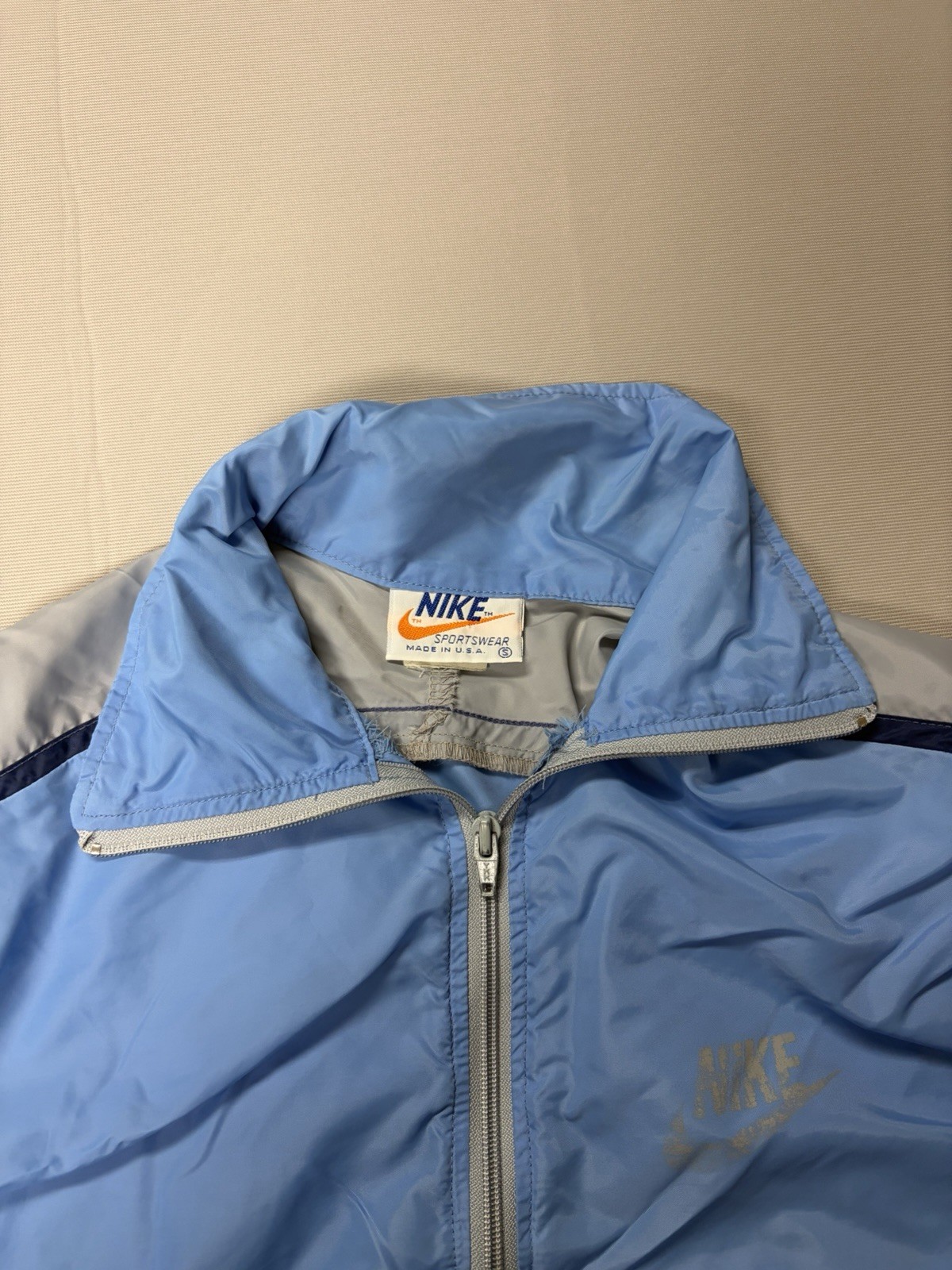 Vintage Made in USA 70s/80s Nike Zip Up Windbreaker Jacket Mens Size Small Blue