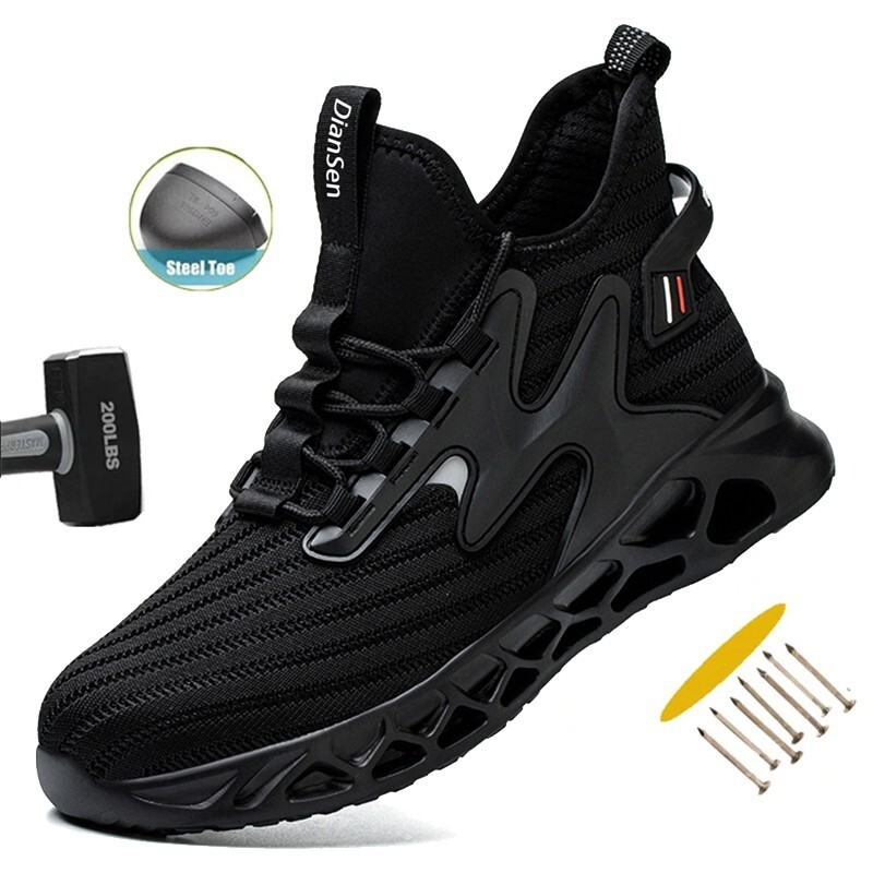 Mens Work Safety Steel Toe Shoes Lightweight Work Boots Indestructible Sneakers