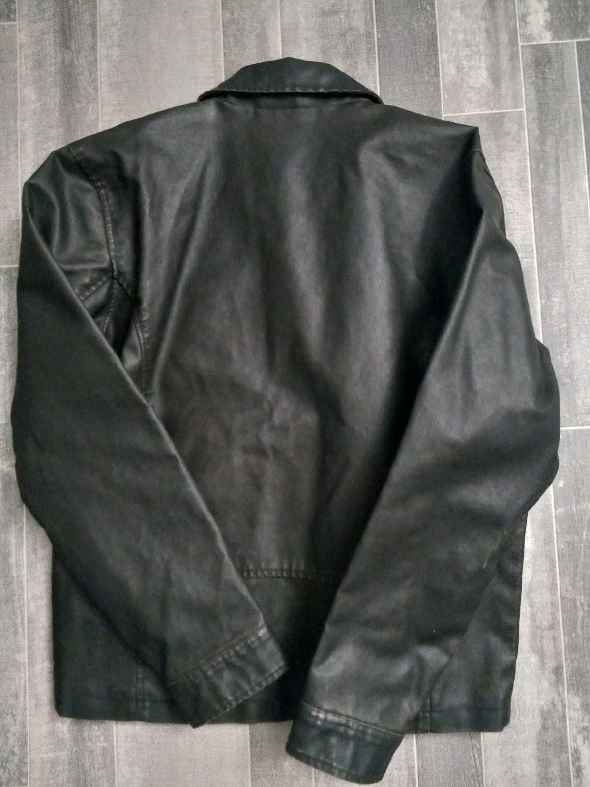 Aeropostale PU/PVC Faux Leather Jacket Mens Size M Dark Brown Full Zip Biker
