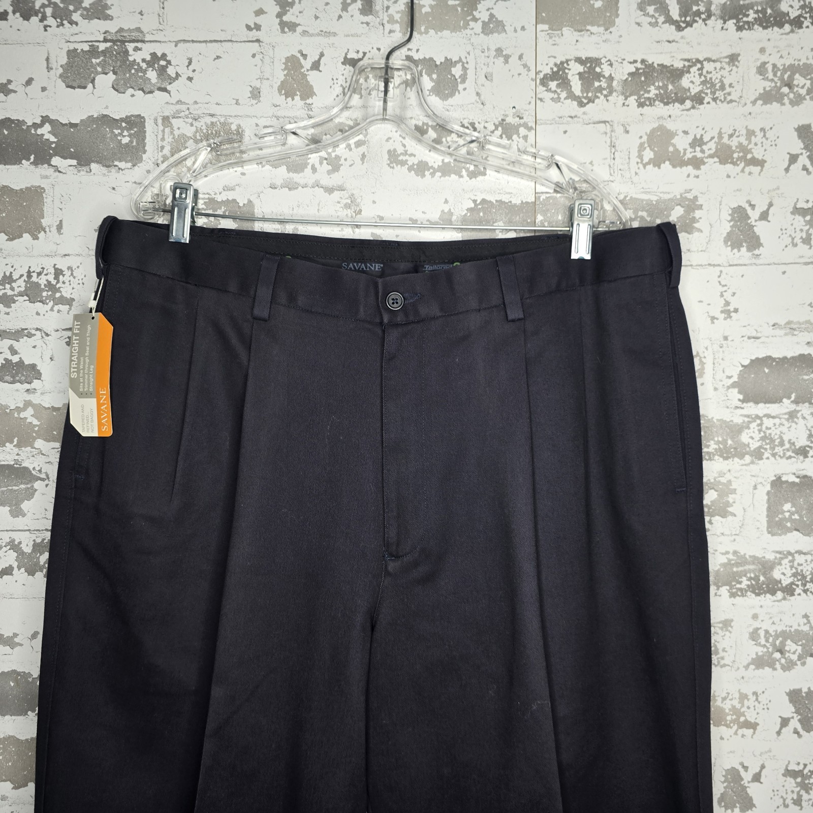 NEW Savane Pants Men 38×31 Black Performance Chino Straight Leg 100% Cotton