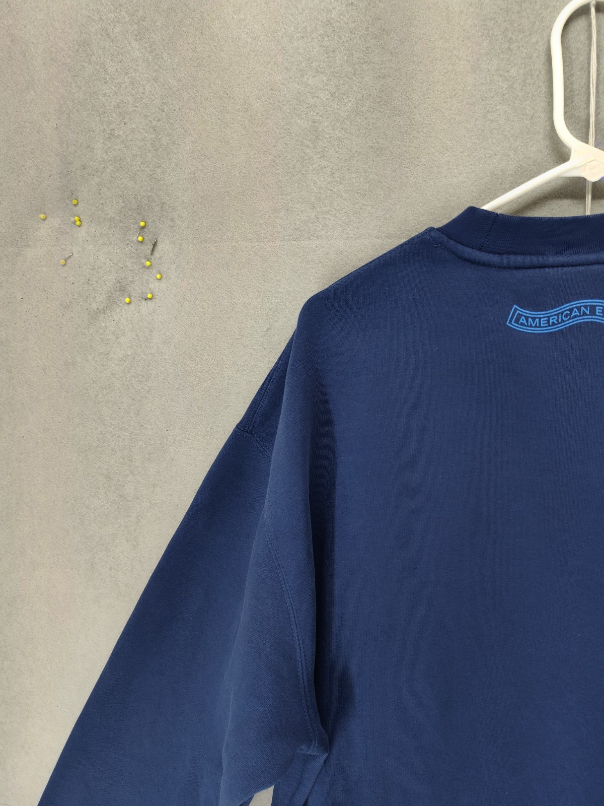 Metalwood Men Sweatshrit Medium Blue Graphic Print Long Sleeve Regular Pullover