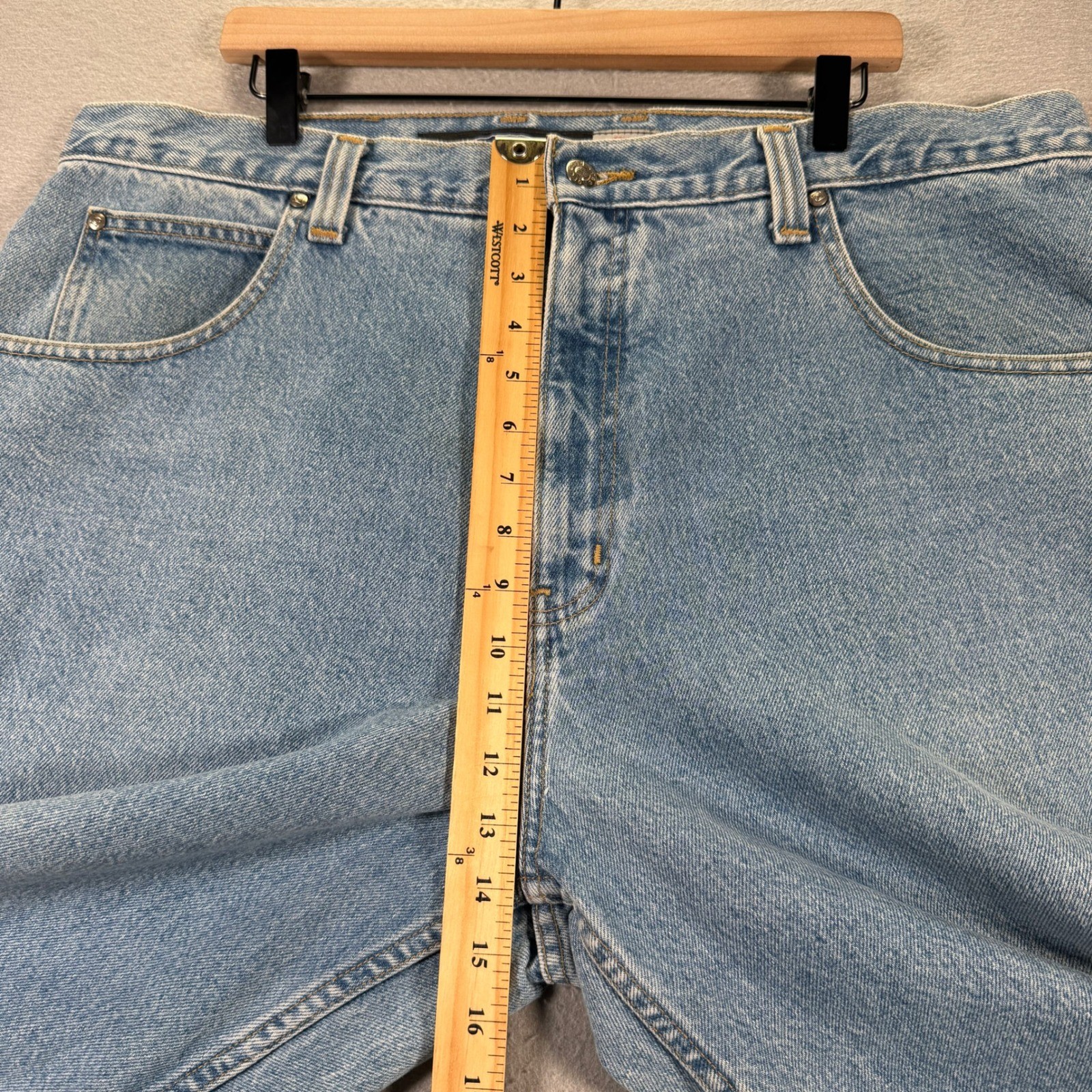 Vintage Anchor Blue Baggy Light Wash Denim Jeans Mens W42 L30 Cotton Made Mexico