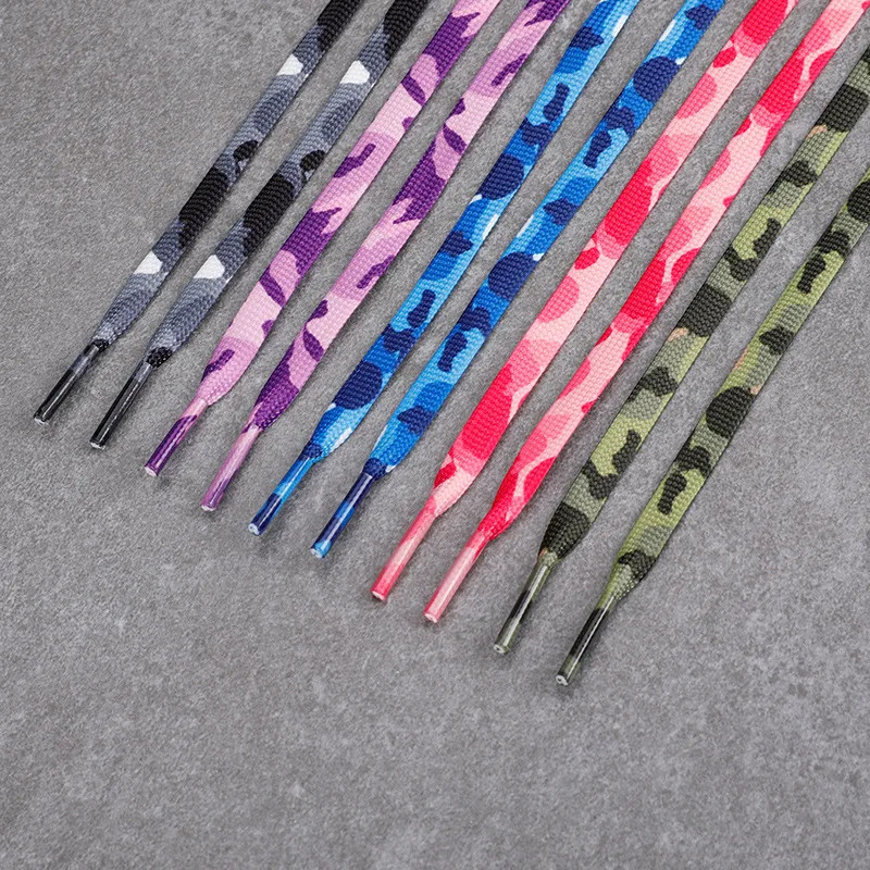 1 Pair Flat Shoelace Cream Camouflage Print Shoelaces for Sneakers AF1 0.8CM Wid