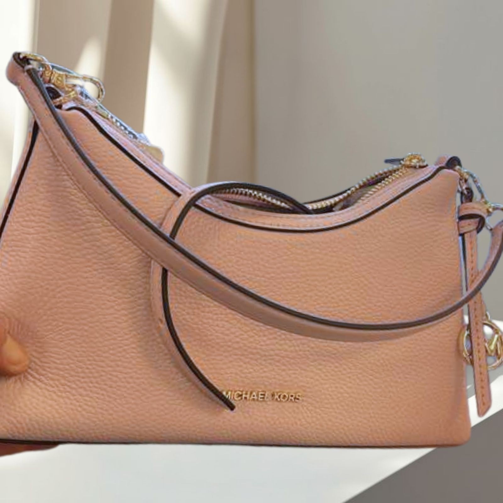 Michael Kors Sammy Women Small Leather Convertible Crossbody Bag Powder Blush