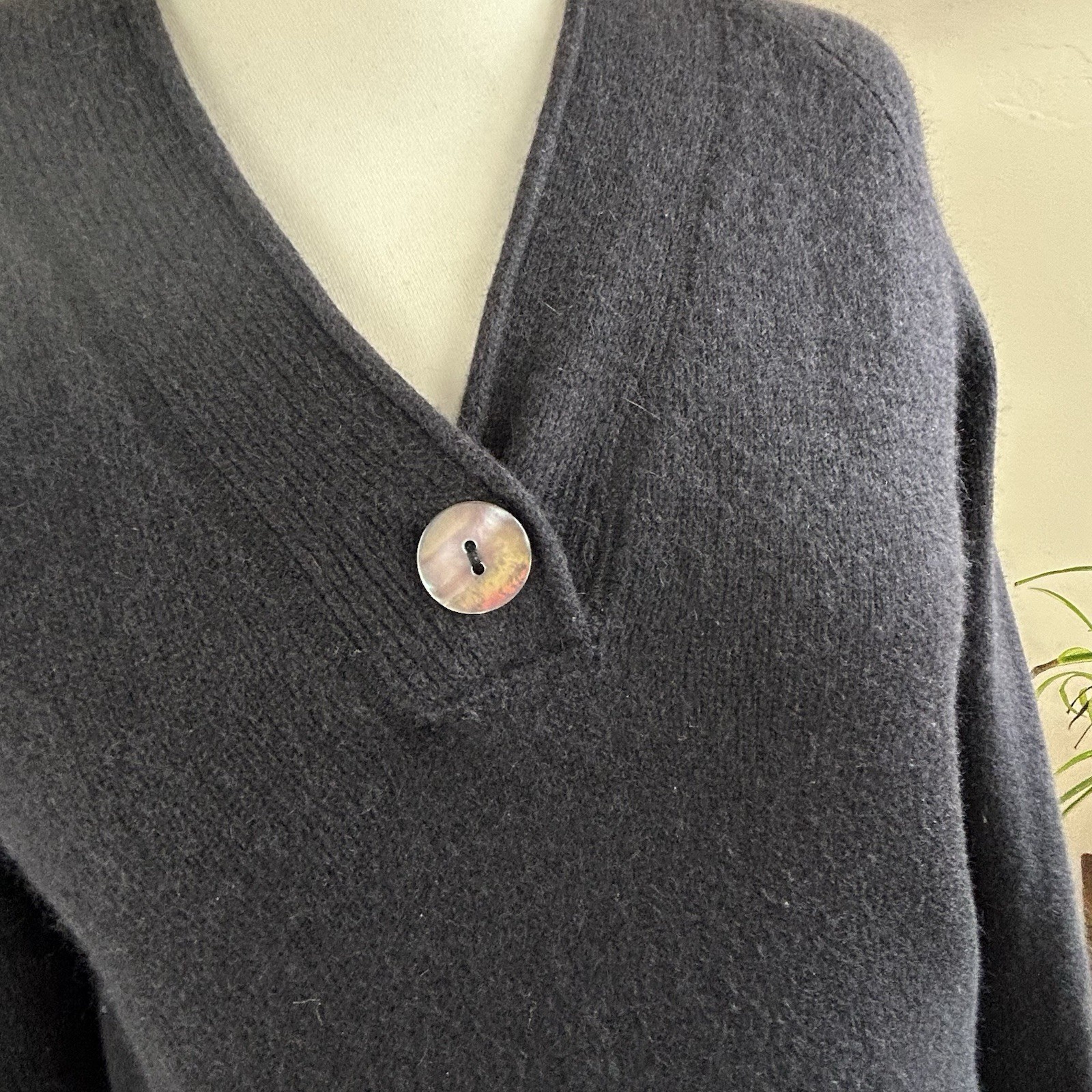 Apanage Wool Alpaca Black Jumper Size 14 Knit Pullover Button Casual