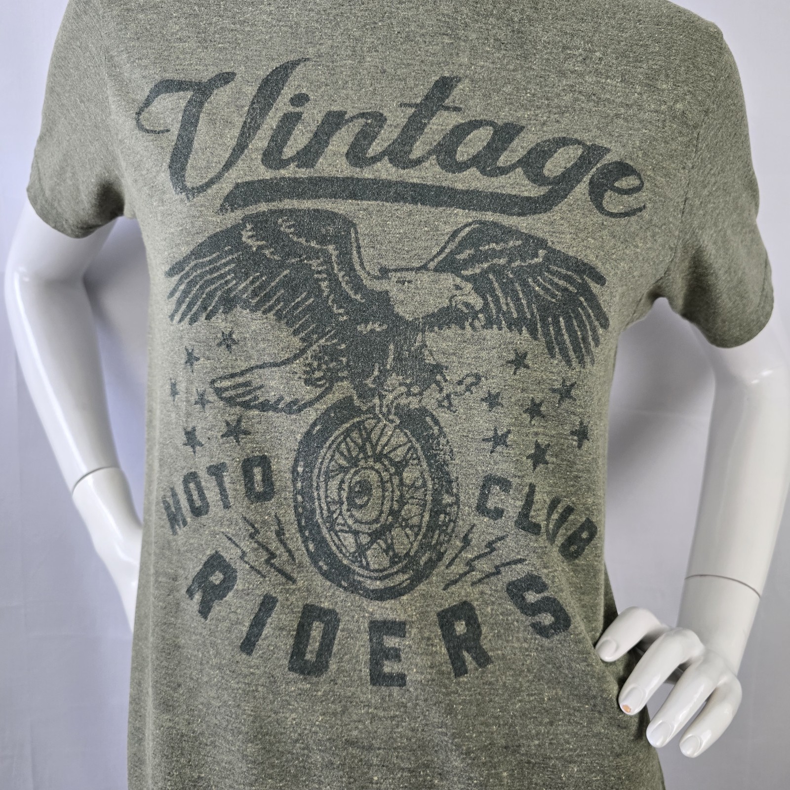 Hybrid Vintage Moto Club Riders Graphic T-Shirt Medium Mens Green Cotton/Poly
