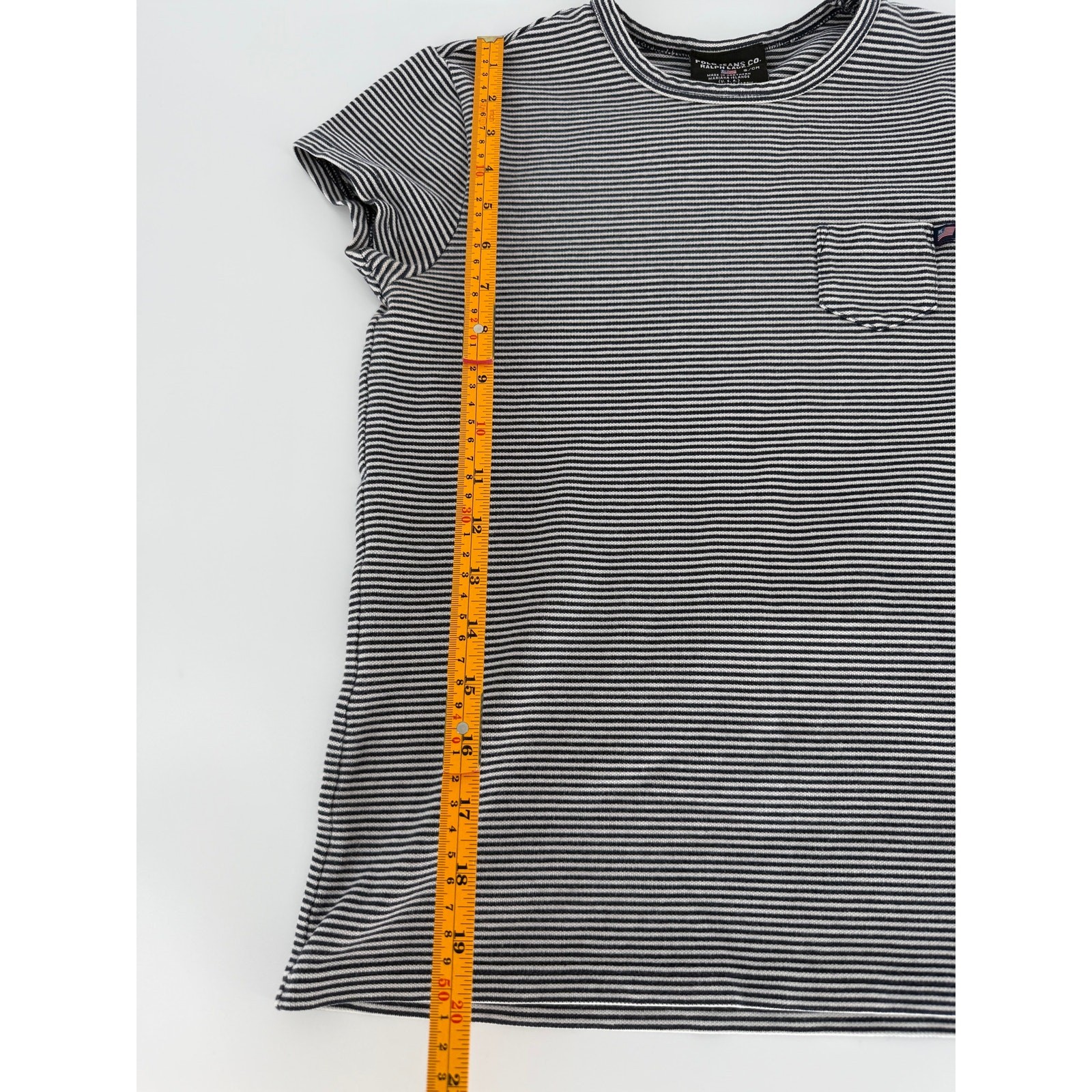 Polo Jeans Co Ralph Lauren Womens Small Black White Stripe Pocket T Shirt USA