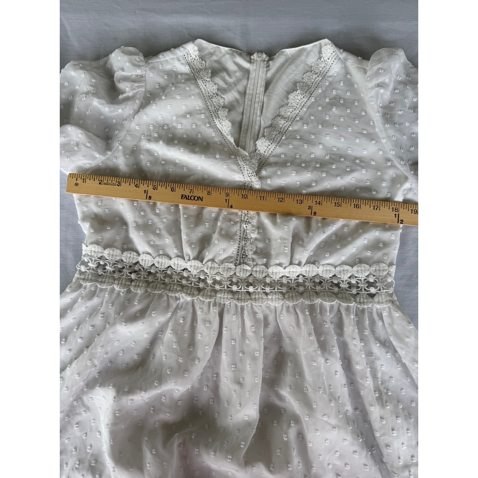 Fariycore Boho Coquette Cottagecore SHEIN White Swiss Dot Lace Mini Dress L