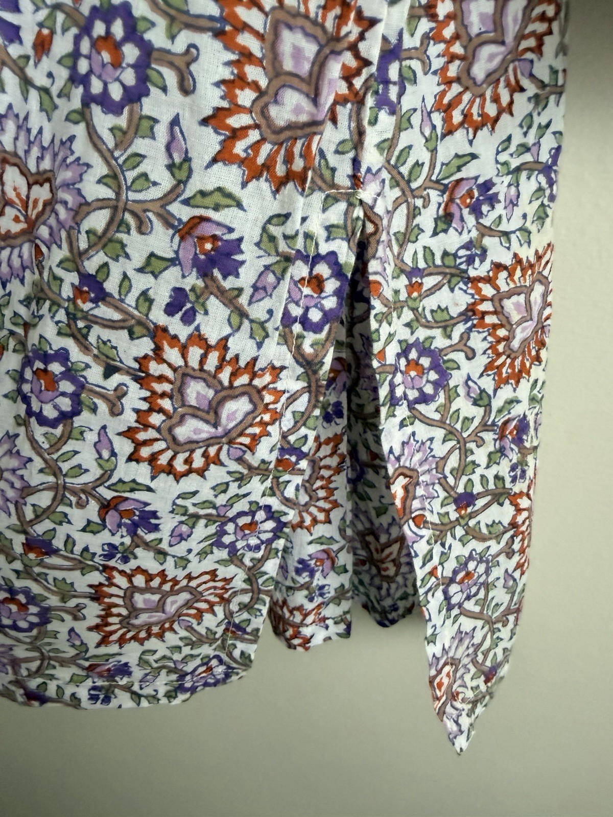 Roberta Roller Rabbit 100% Cotton Floral Print Embroidered Tunic Blouse Small S