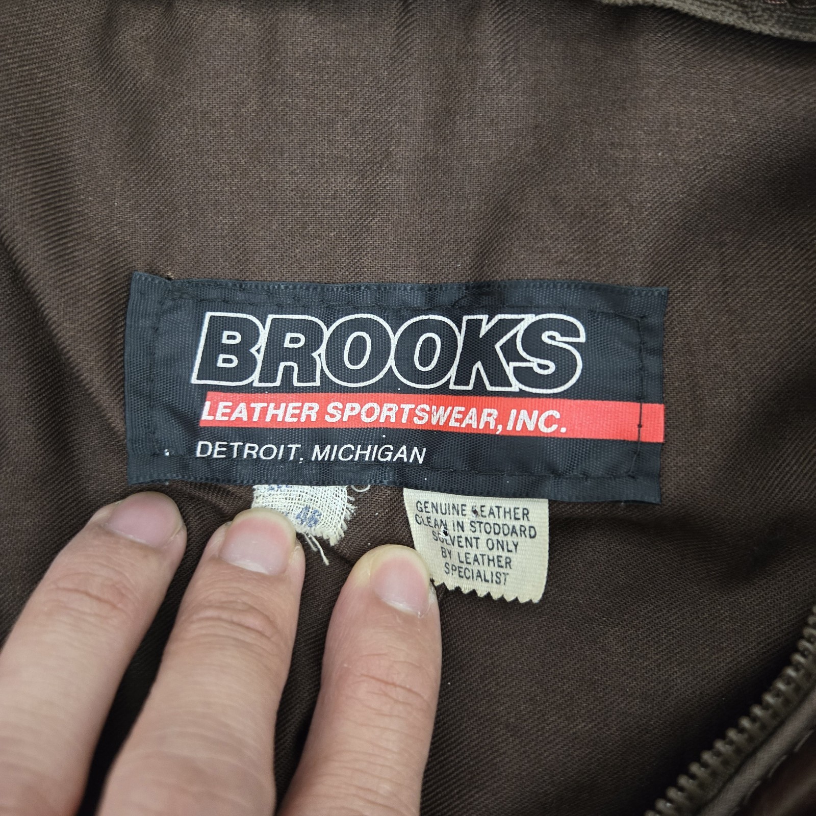 Vintage BROOKS Leather Sportswear Motorcycle Biker Jacket 46 Brown Cafe Racer XL
