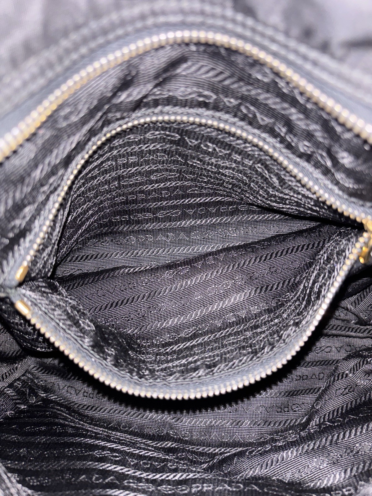 PRADA Black Crossbody Bag Gold Hardware Buckle Accent Zip Pockets