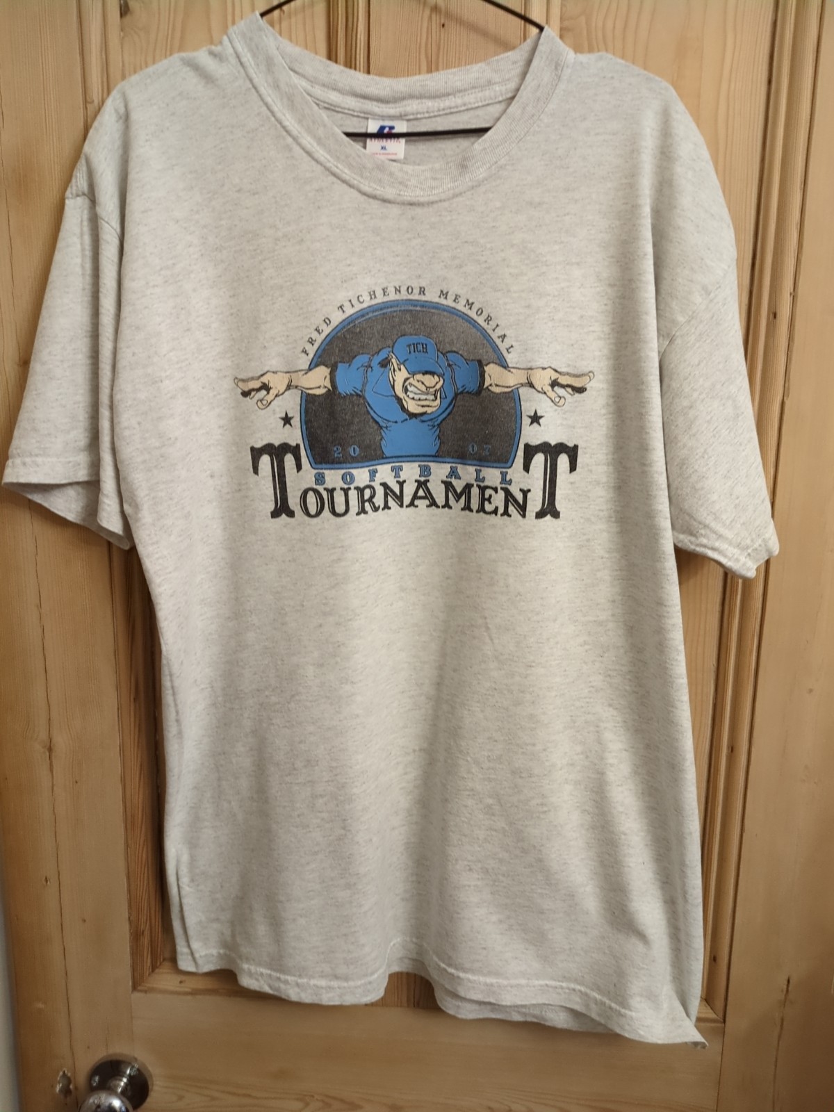 Softball Tournament 2007 T Shirt XL Russell Athletic Pit To Pit 21 Grey