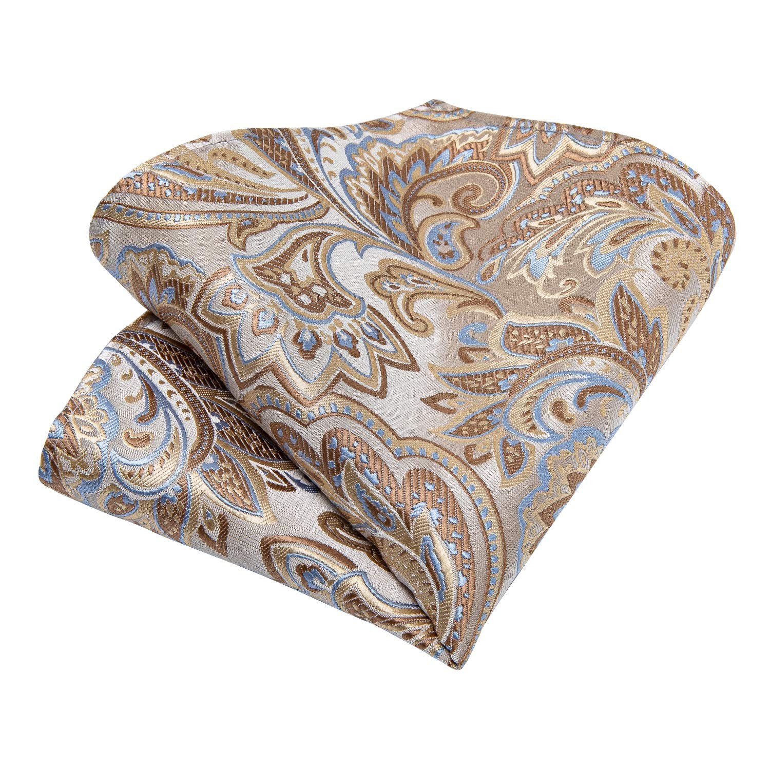 Mens Tie Set Silk Solid Paisley Necktie and Pocket Square Cufflinks Classic Form
