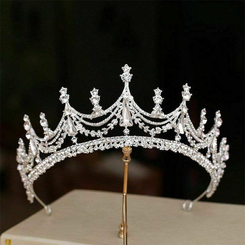 7cm Tall Large Crystal Tiara Crown Wedding Bridal Queen Princess Prom For Women