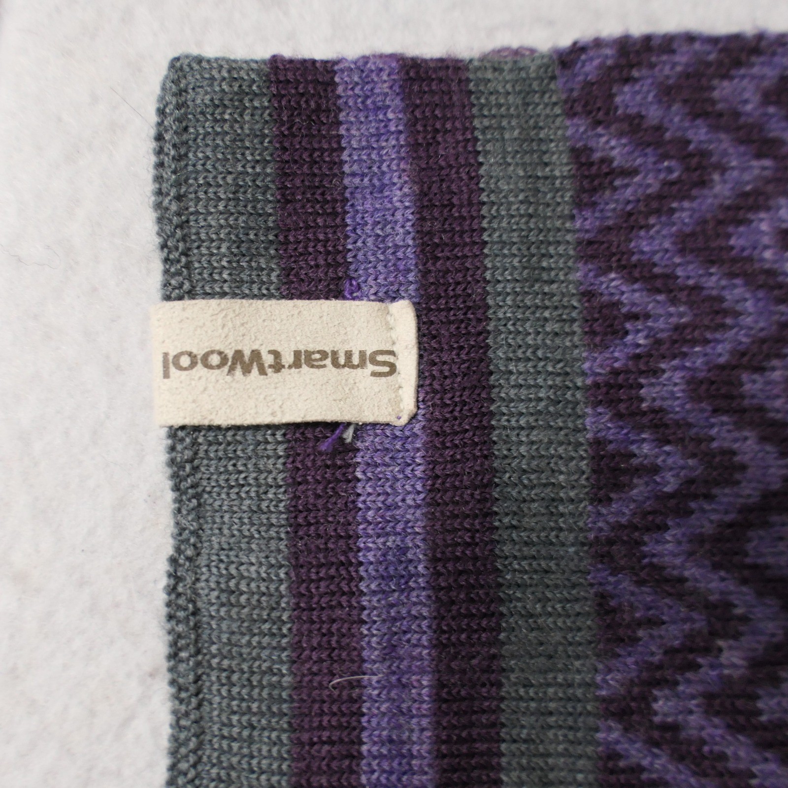 Smartwool Scarf 68″ Purple Gray Chevron Merino Knit Gorpcore Winter Outdoor Cozy