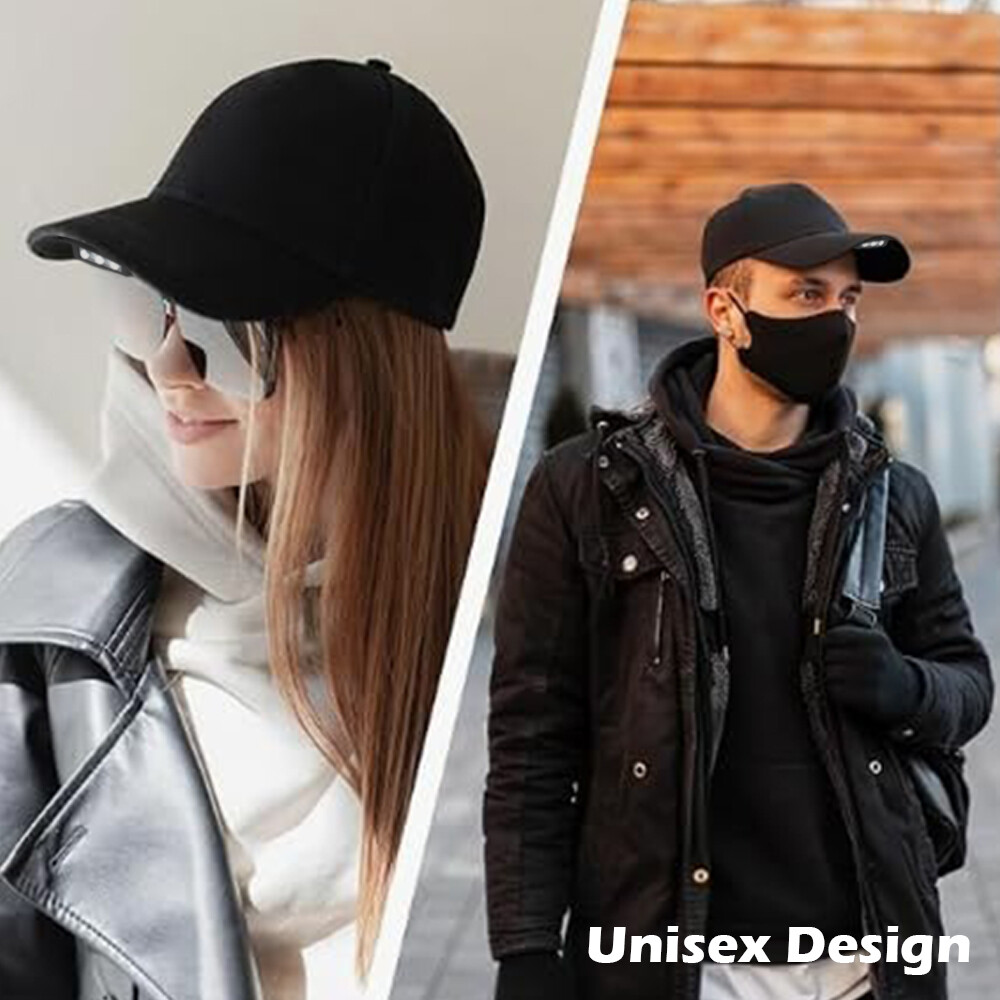 Rechargeable Baseball Cap With LED Head Light Headlamp Outdoor Jogging Hat Flash