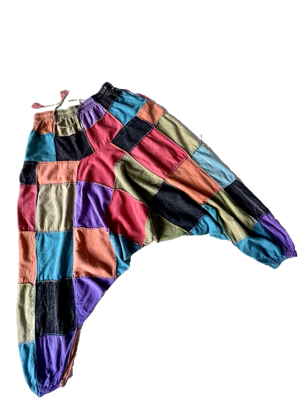 Henna Shoppe Patchwork Harem Balloon Pants Sz S Unisex Drop Crotch Genie Sirwal