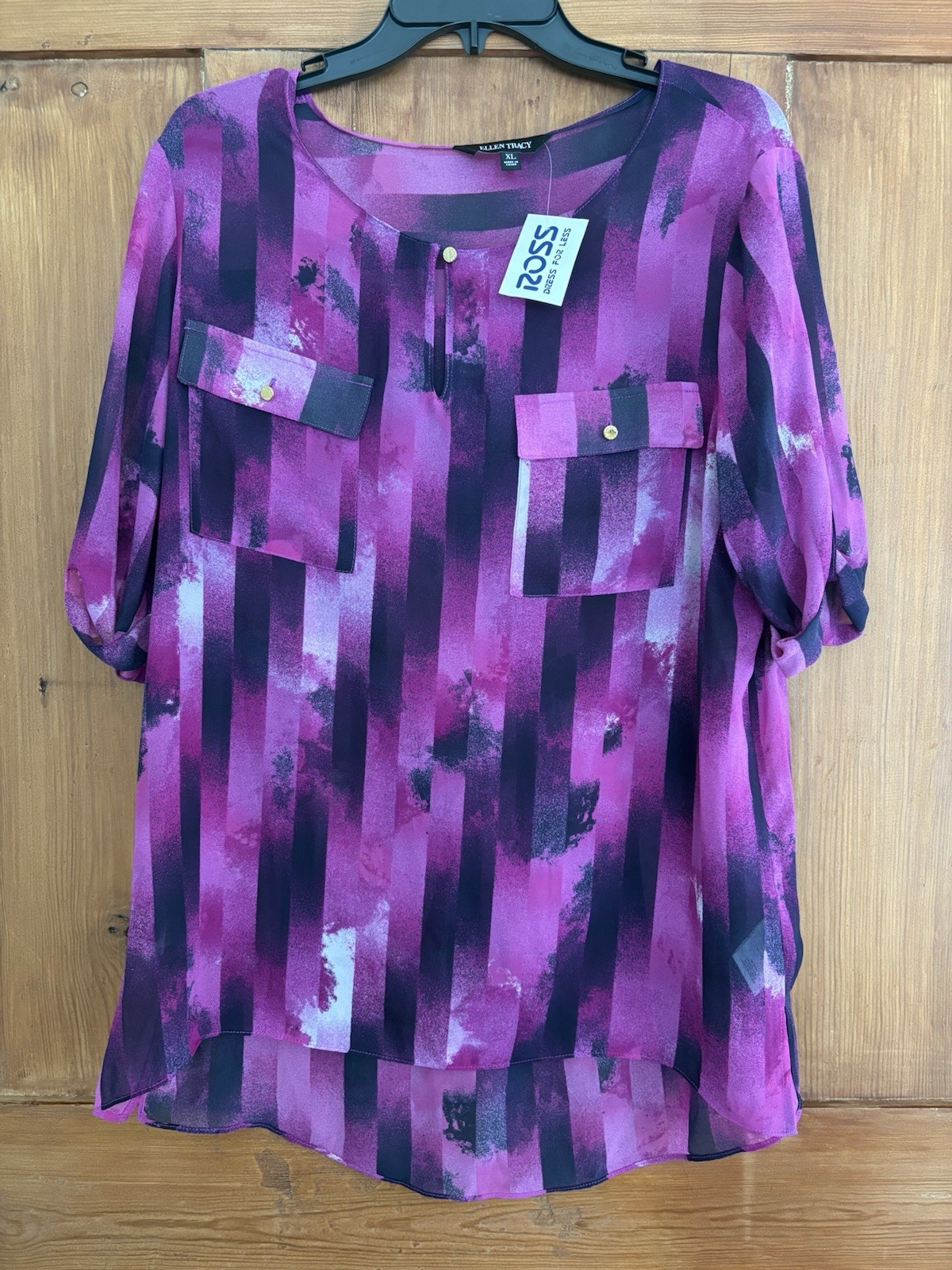 NWT Ellen Tracy Pink Purple Black Top Size XL