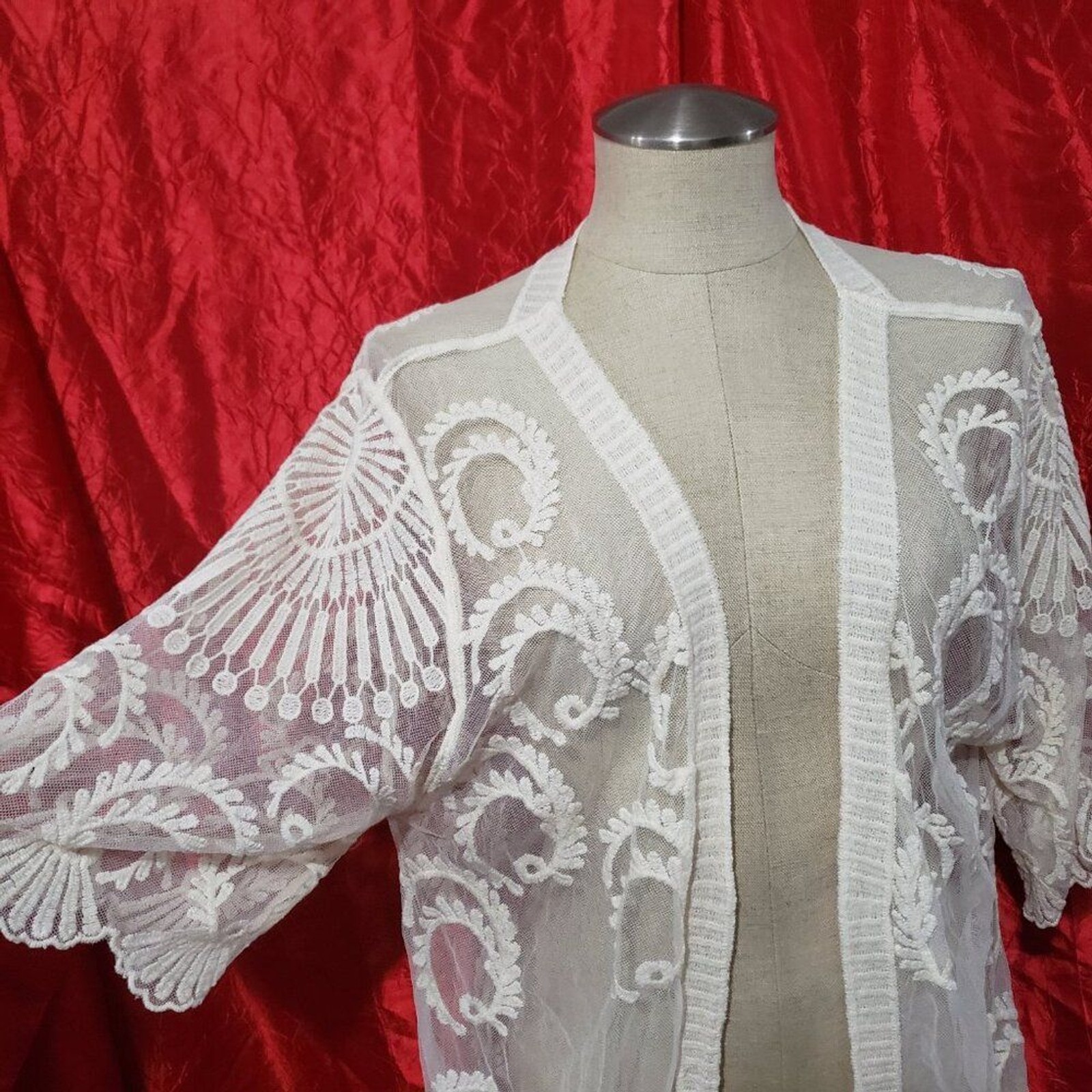 New Anthropologie Do Everything in Love Ivory Long Lace Cardigan Duster Cover Up