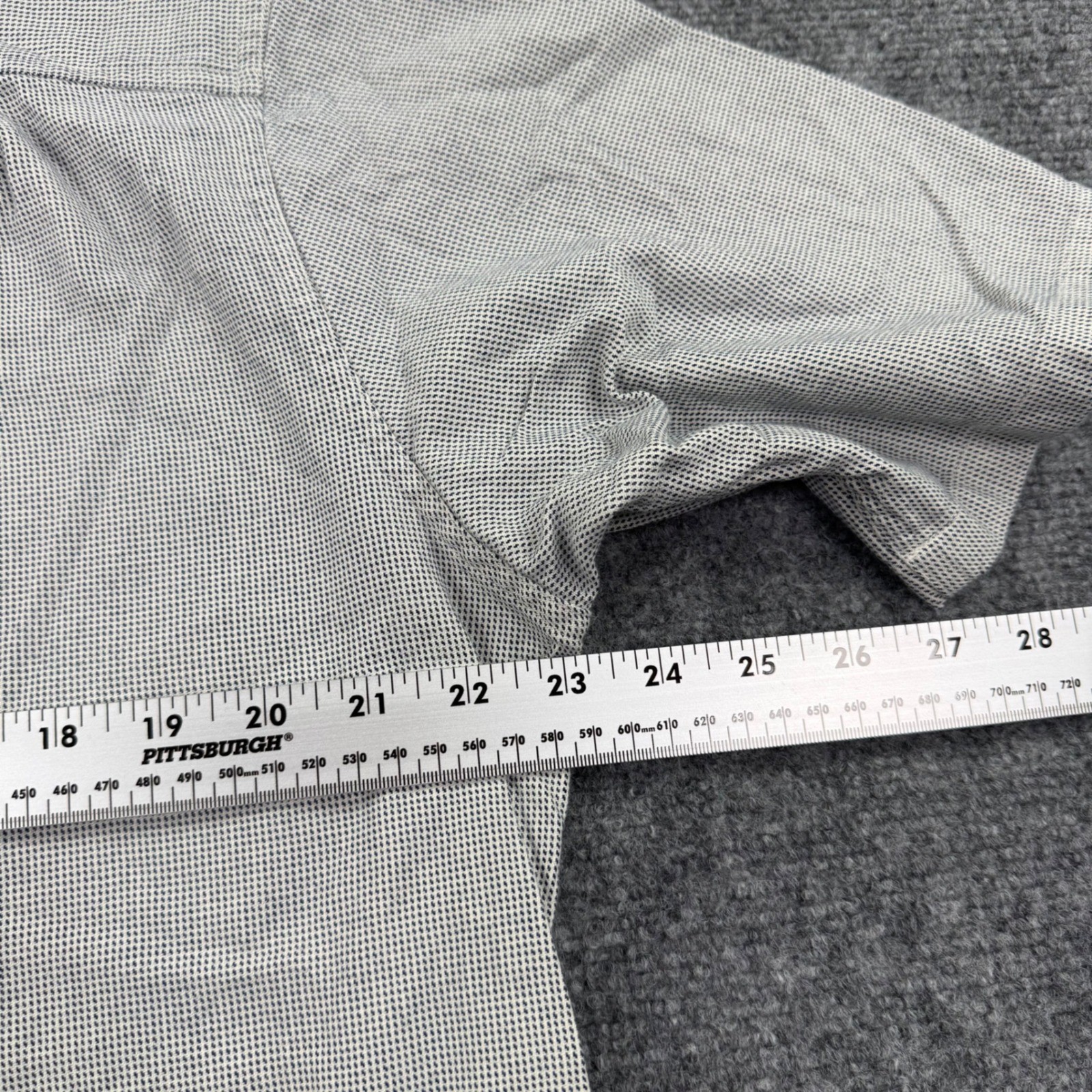 Pendleton Button Up Shirt Large Grey Micro Pattern Short Sleeve Fitted Mens