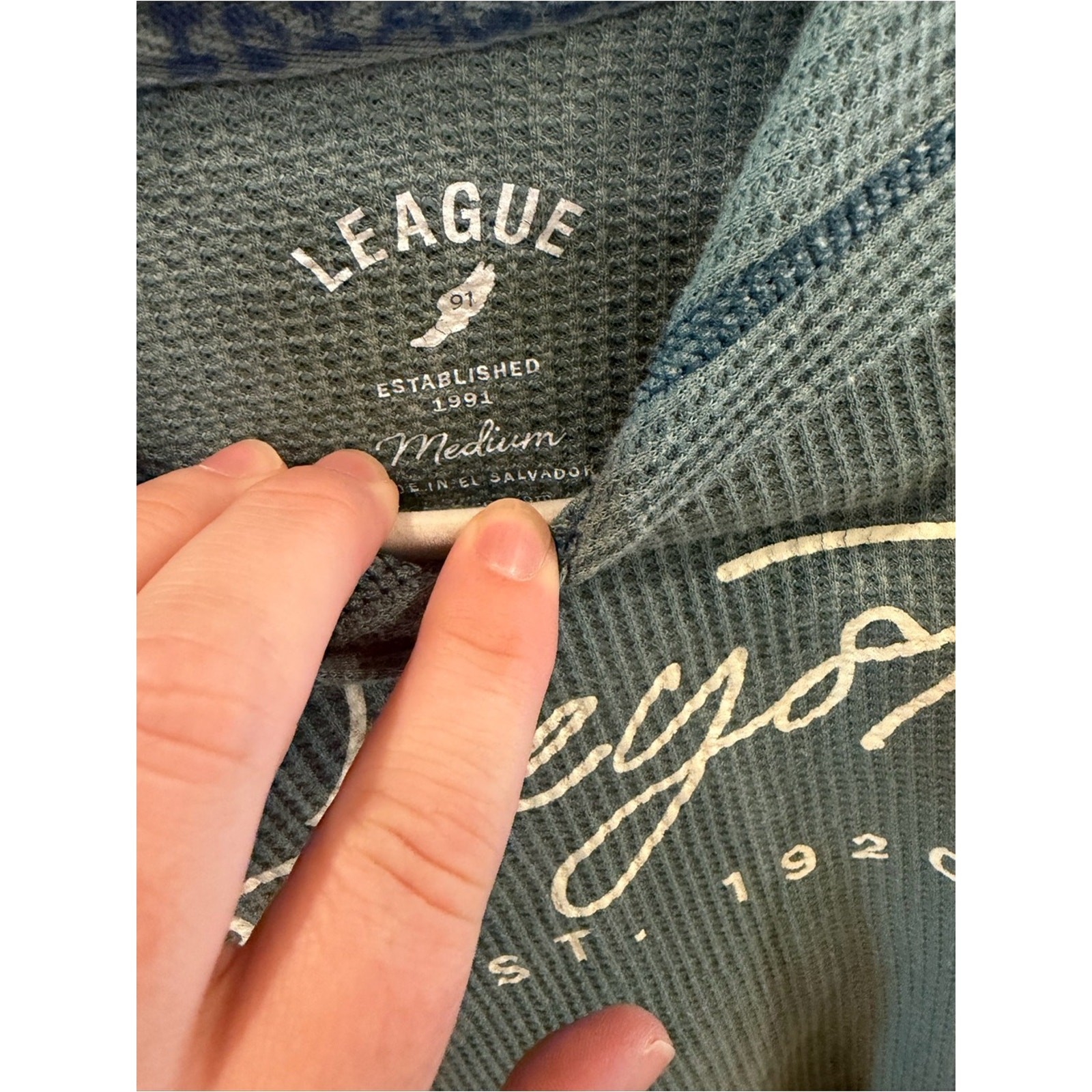 Camp Greystone League Teal Waffle-Knit Hooded Sweatshirt