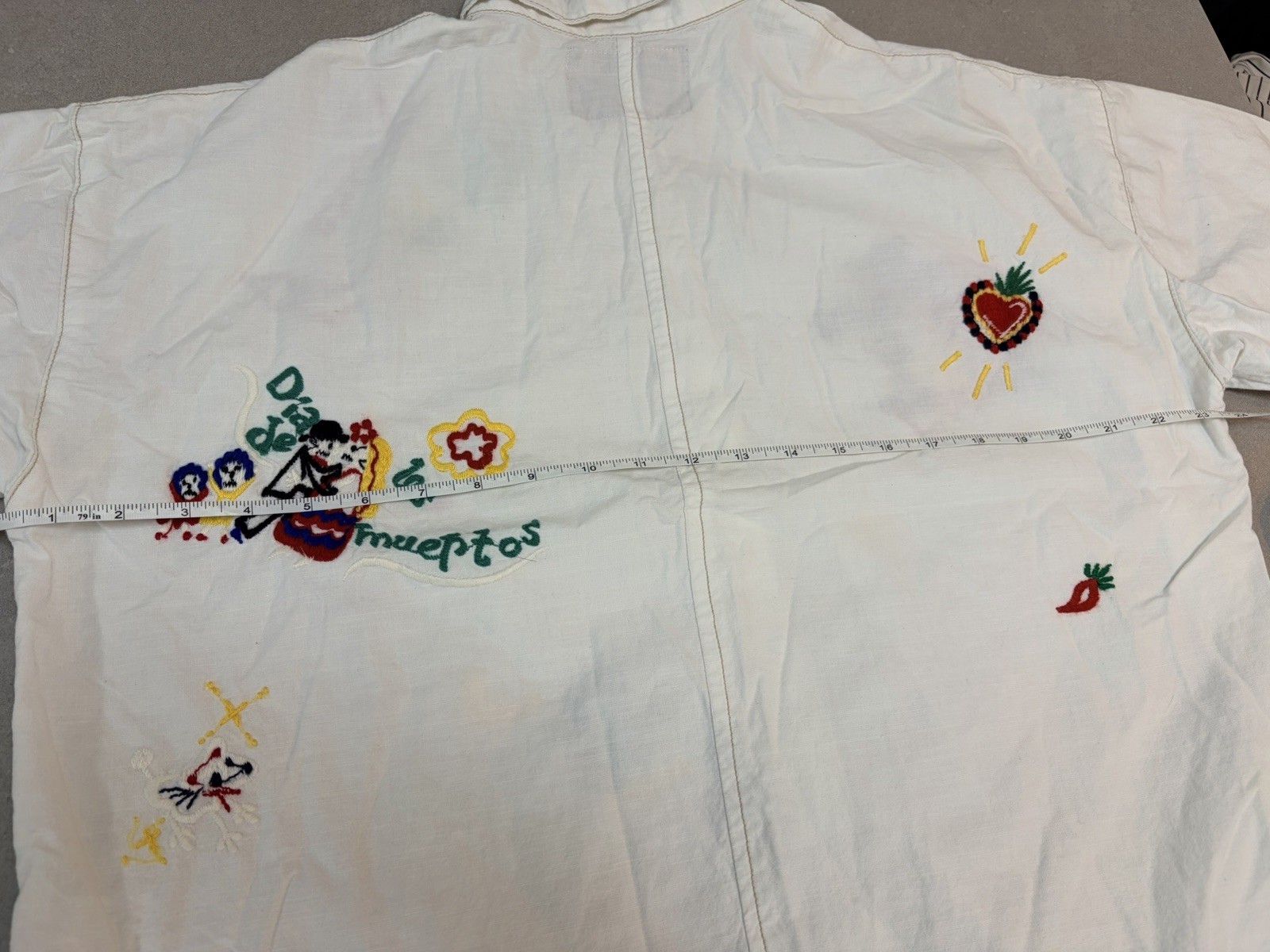 Amina Mexico Embroidered Short Sleeve Shirt White Ethnic Folk Cotton Japan