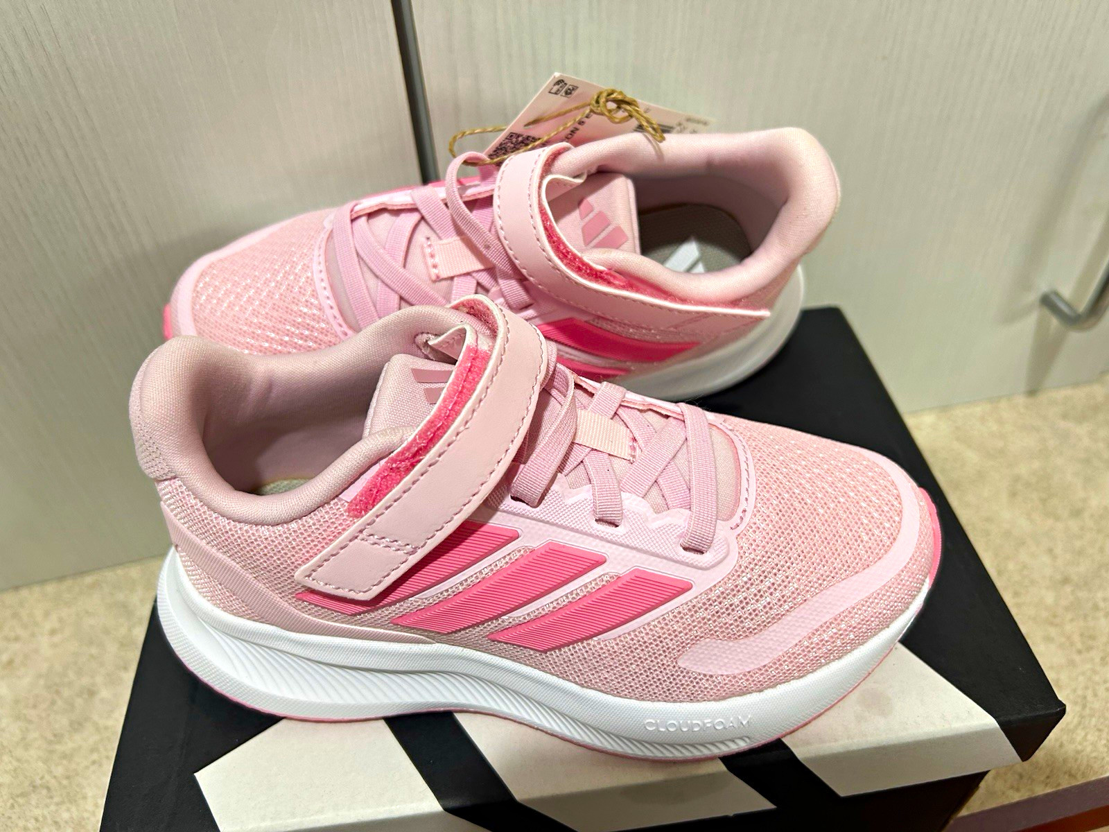 adidas Runfalcon 5 EL C Girls Sneaker US 11K Pink/White Hook & Loop Mesh