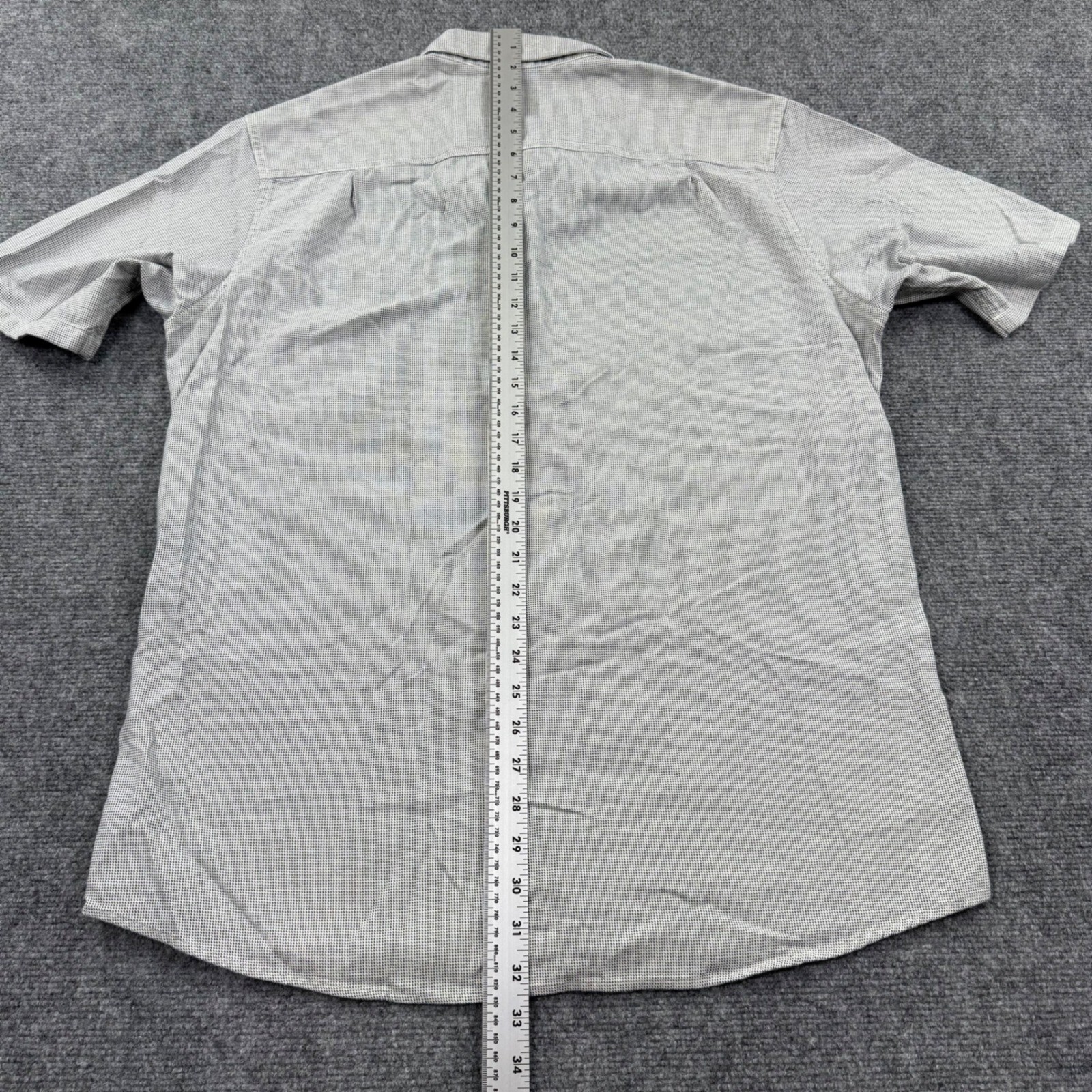 Pendleton Button Up Shirt Large Grey Micro Pattern Short Sleeve Fitted Mens