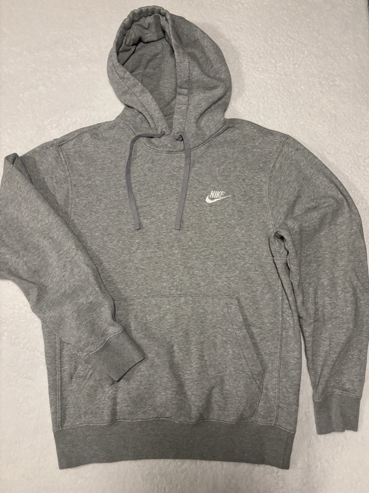 Nike Club Fleece Hoodie Youth Small Grey Pull Over Sweatshirt Kids S CH
