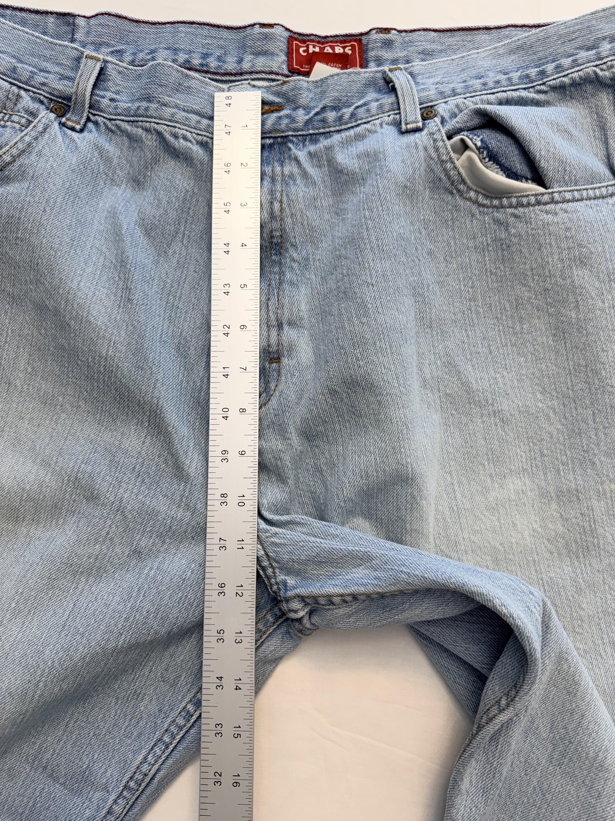 Chaps 985 Jeans Mens 42×30 Light Wash Blue Relaxed Straight Leg Denim Pants