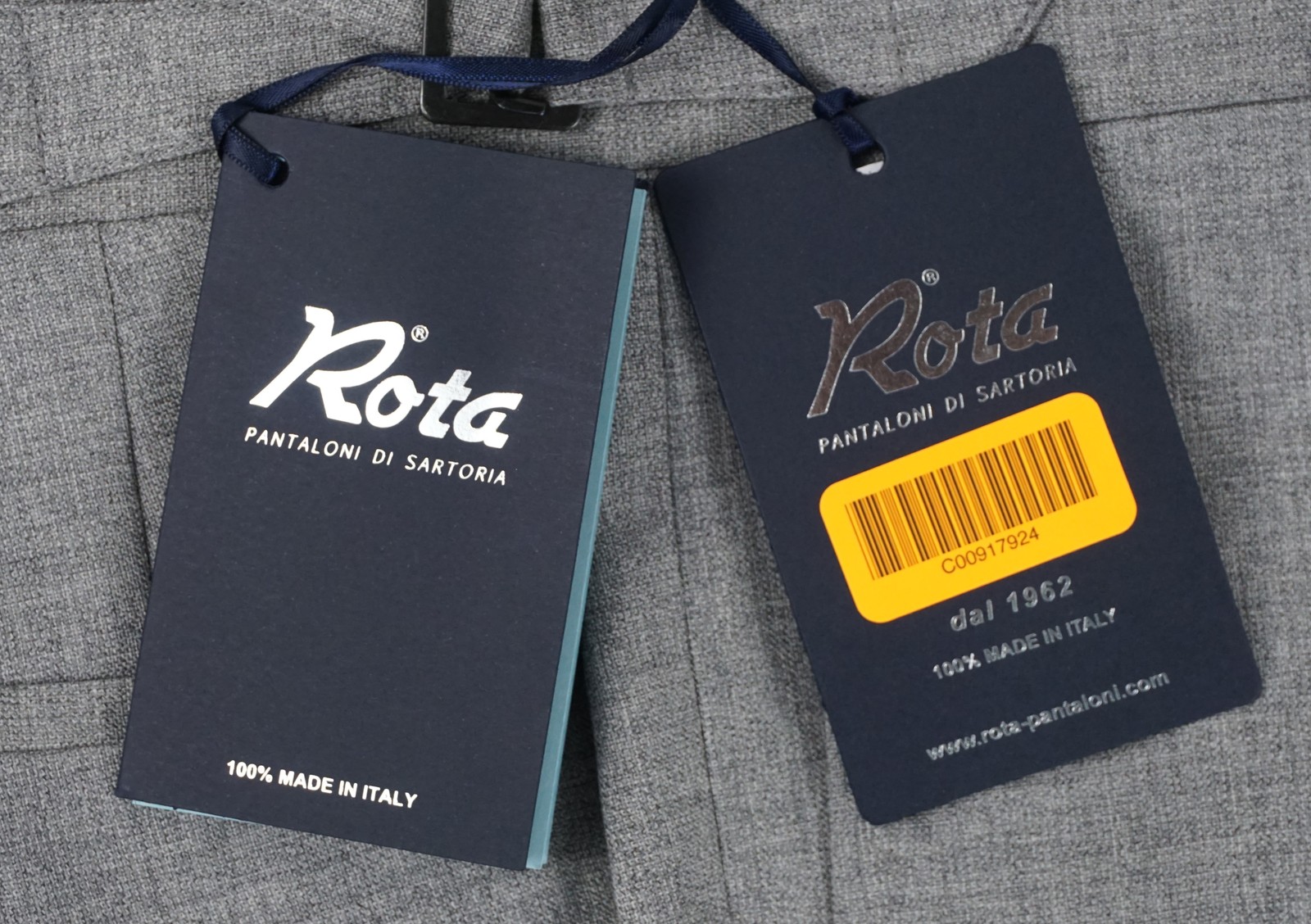 Rota 100% Virgin Wool Trousers In Grey With Unfinished Hem – Men’s Size IT 51