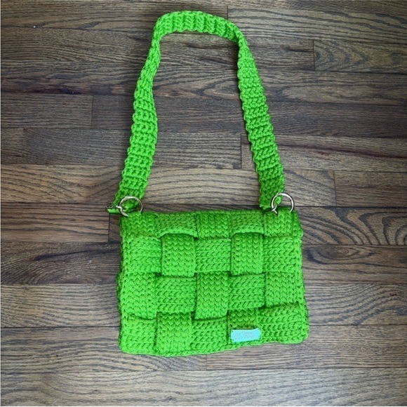 Shoulder Bag Women’s Handmade Crochet with Woven Texture