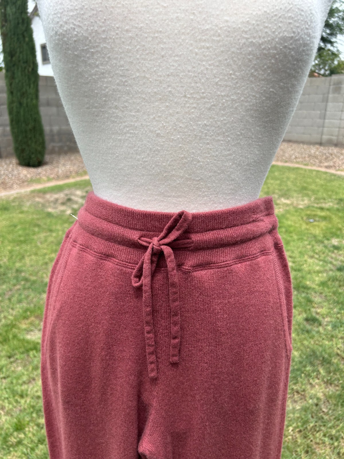 Van Winkle & Co Cashmere Drawstring Tie Lounge Pants Sz S Rosewood $138 NWT