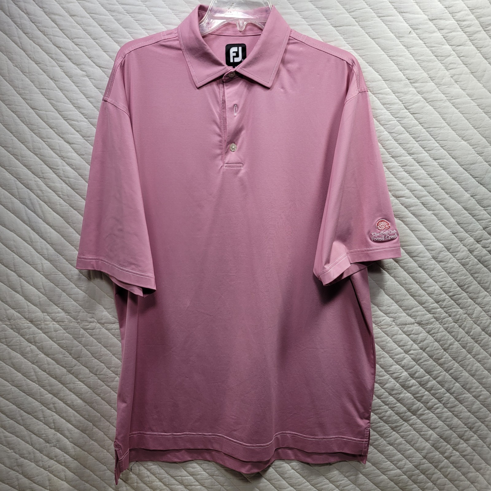 FootJoy Polo Shirt Mens XL Pink Striped Golf Performance Stretch FJ