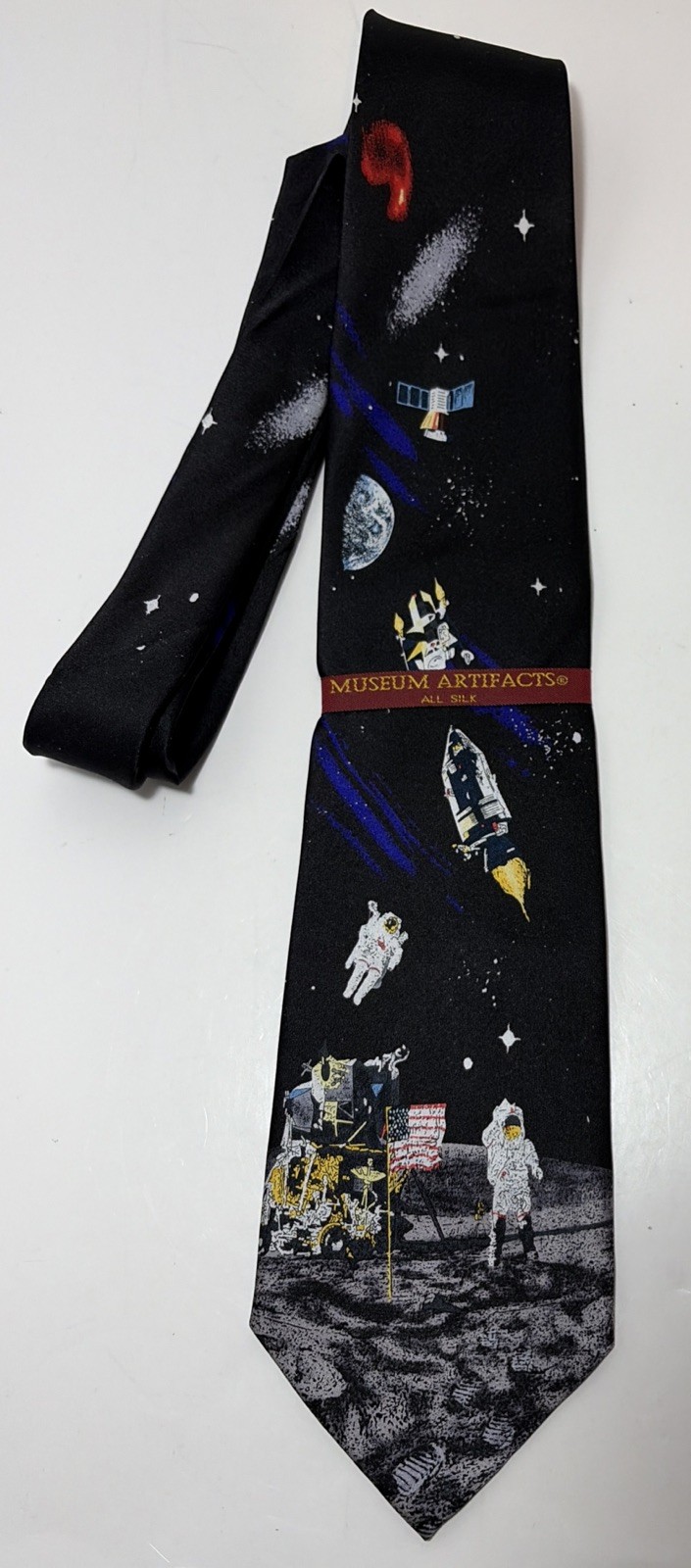 Museum Artifacts Neck Tie Man On The Moon Hand Made All Silk New With Tags