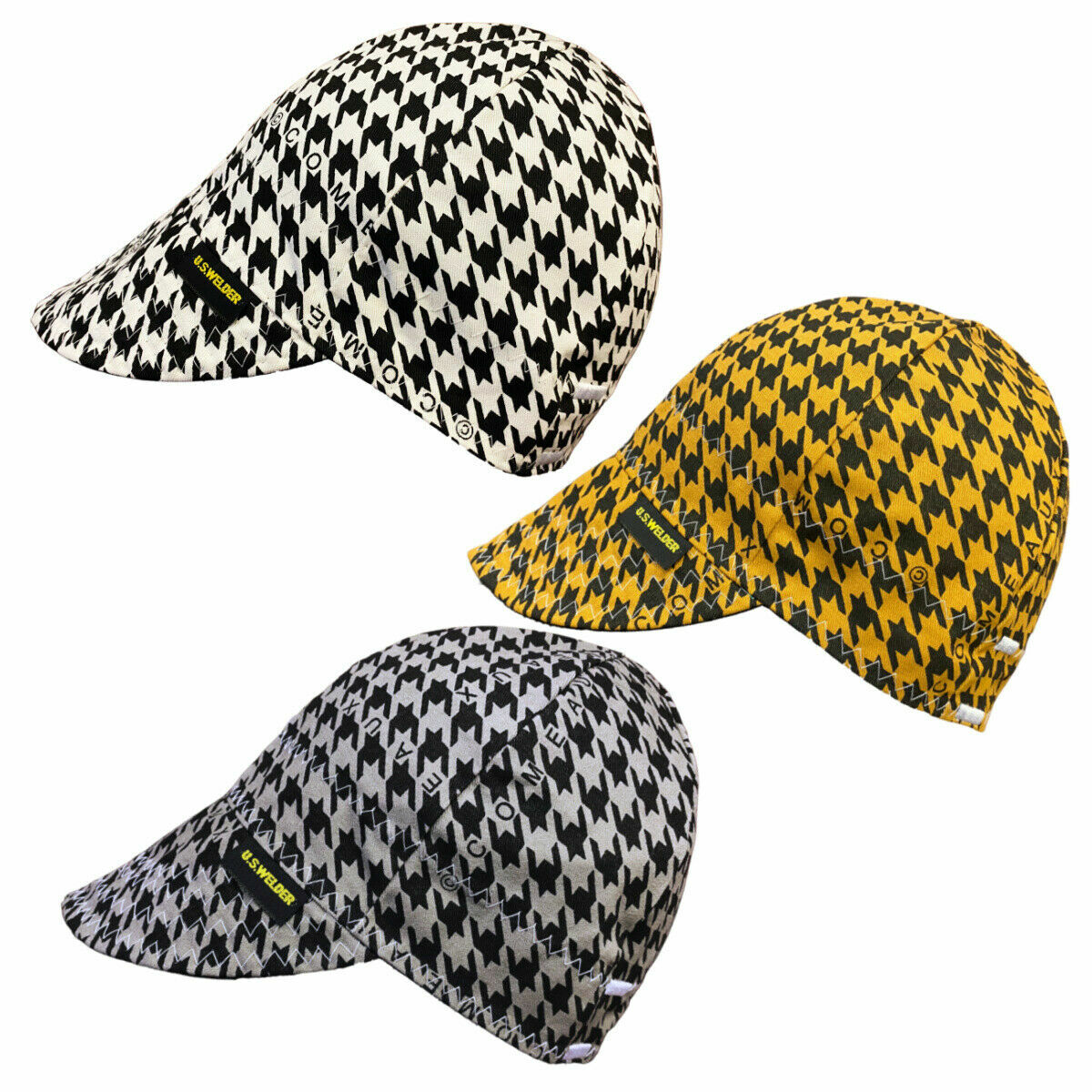 3 pack US WELDER Welding Caps Hat Best Houndstooth Reversible by Comeaux Supply