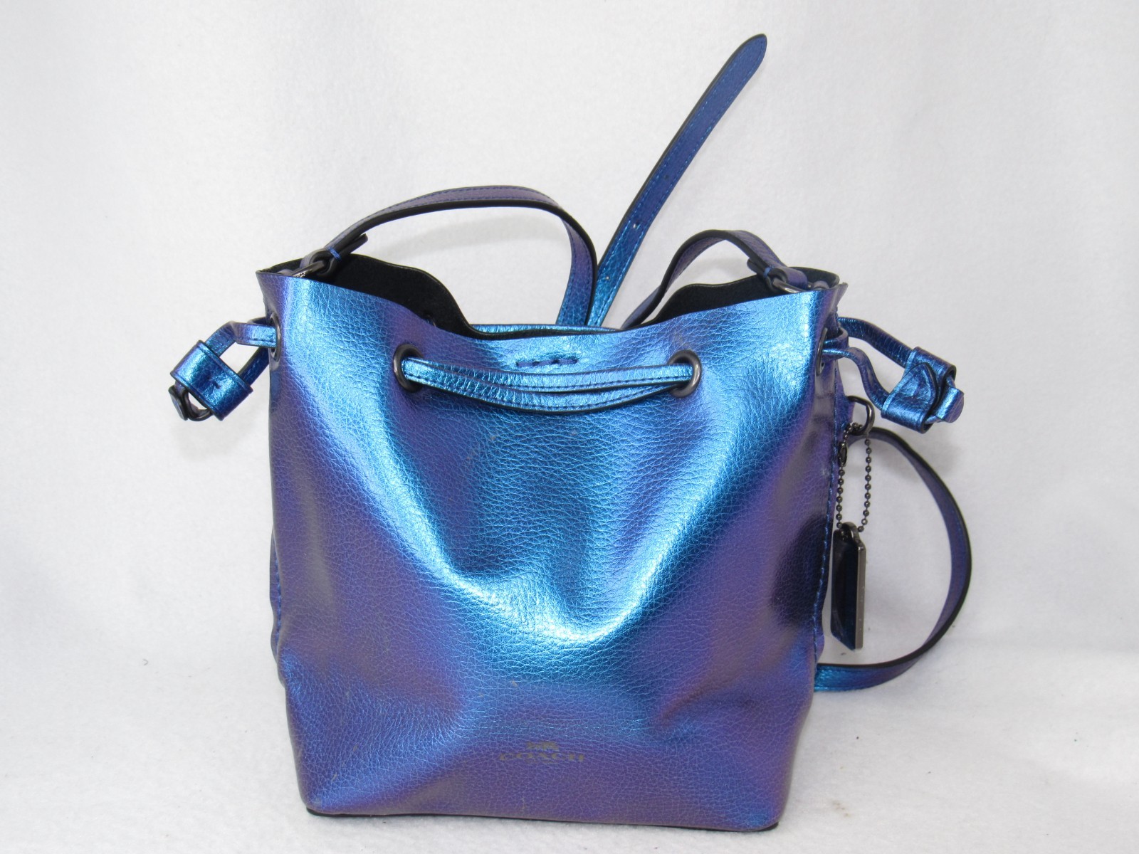 Coach NASA F29204 Derby Hologram Crossbody Blue Purple Pebbled Leather Bag