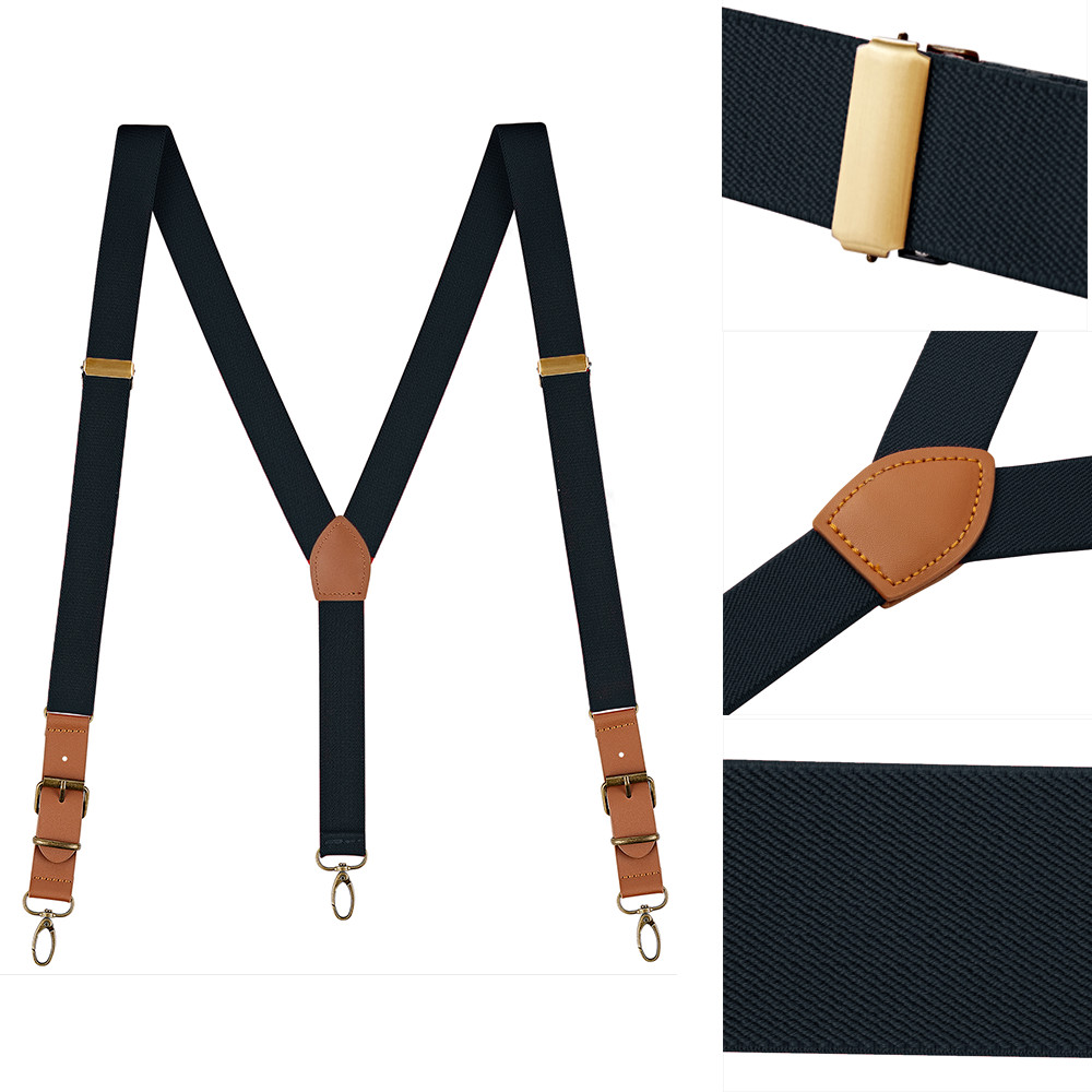 Men’s Y Back Suspenders Adjustable Elastic Y-Shaped Hooks Pants Brace Solid NEW