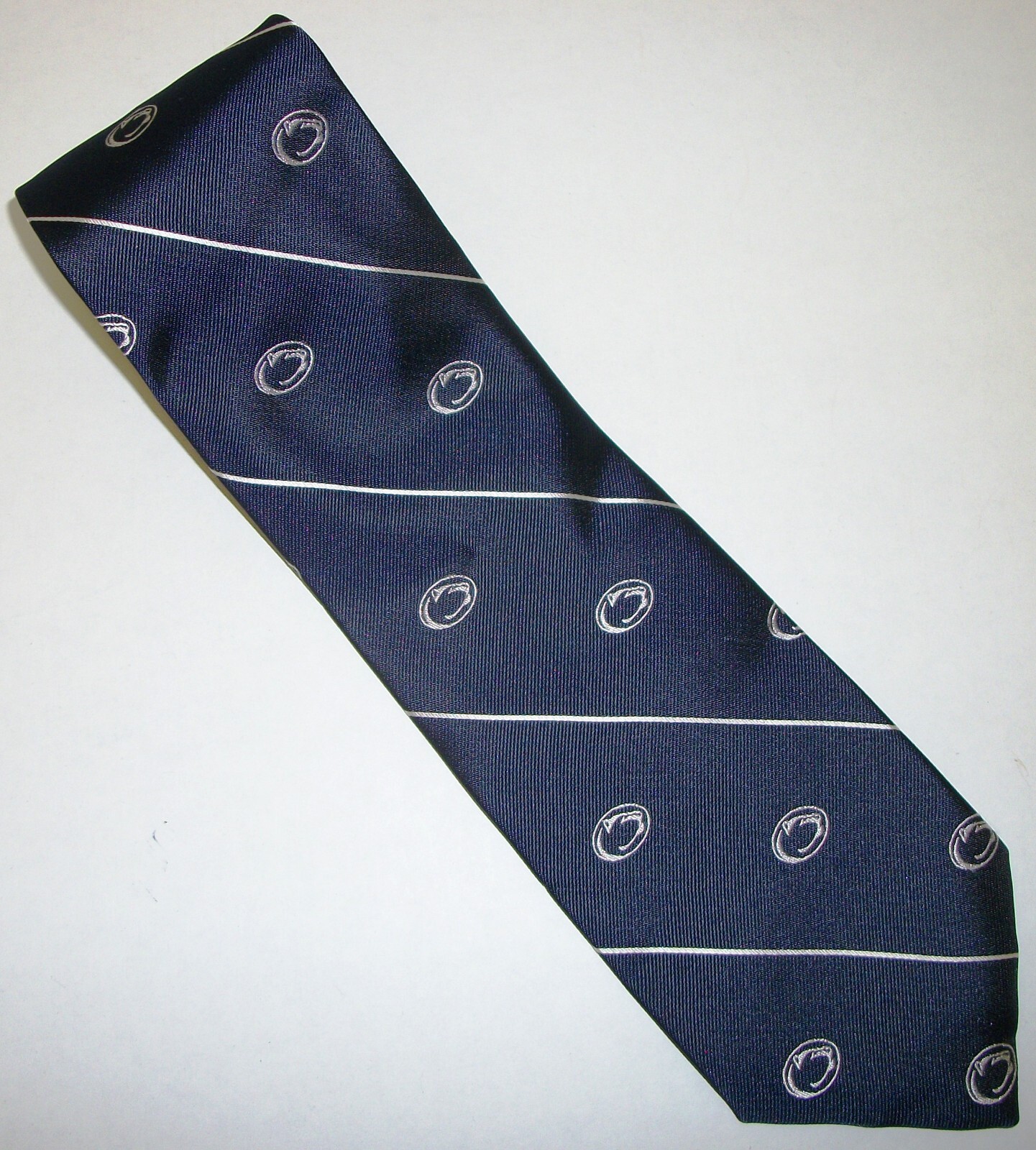 Penn State Nittany Lions Navy Blue Striped Neck Tie 58″ Long x 3.75″ Wide (E402)