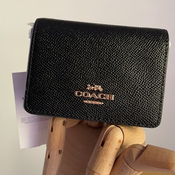 🐼💦 Coach C0059 🐼💦 Black Leather Mini Chain Wallet Card Crossbody Bag 🐼D9 *2