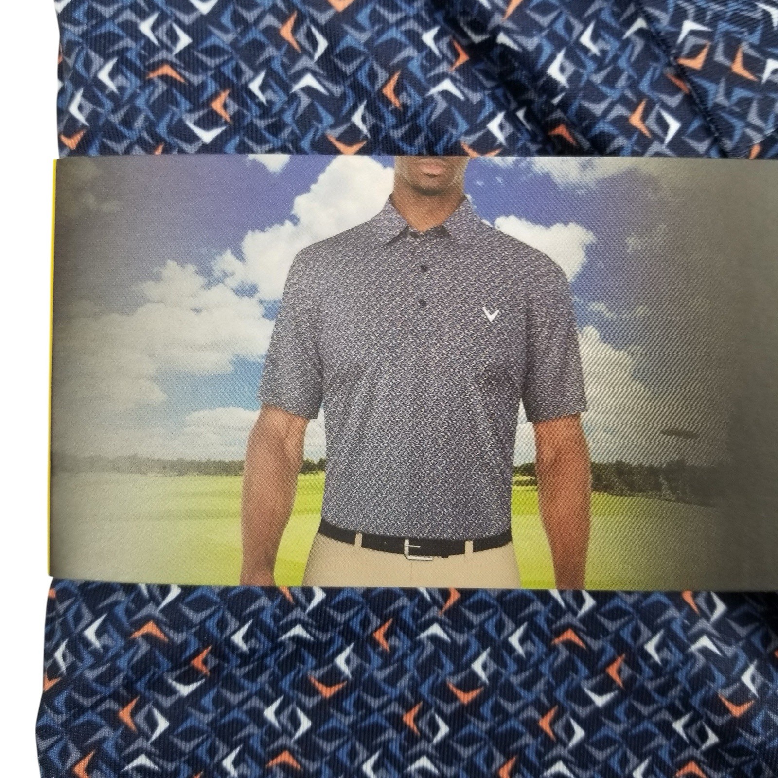 Callaway Opti•Dri Geometric Polo Shirt Mens Medium Blue Golf Performance Stretch