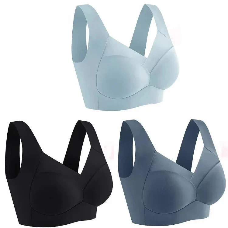 Seamless Ice Silk Sports Bra Wireless Large Size Comfort Vest Bralette 3 Pcs