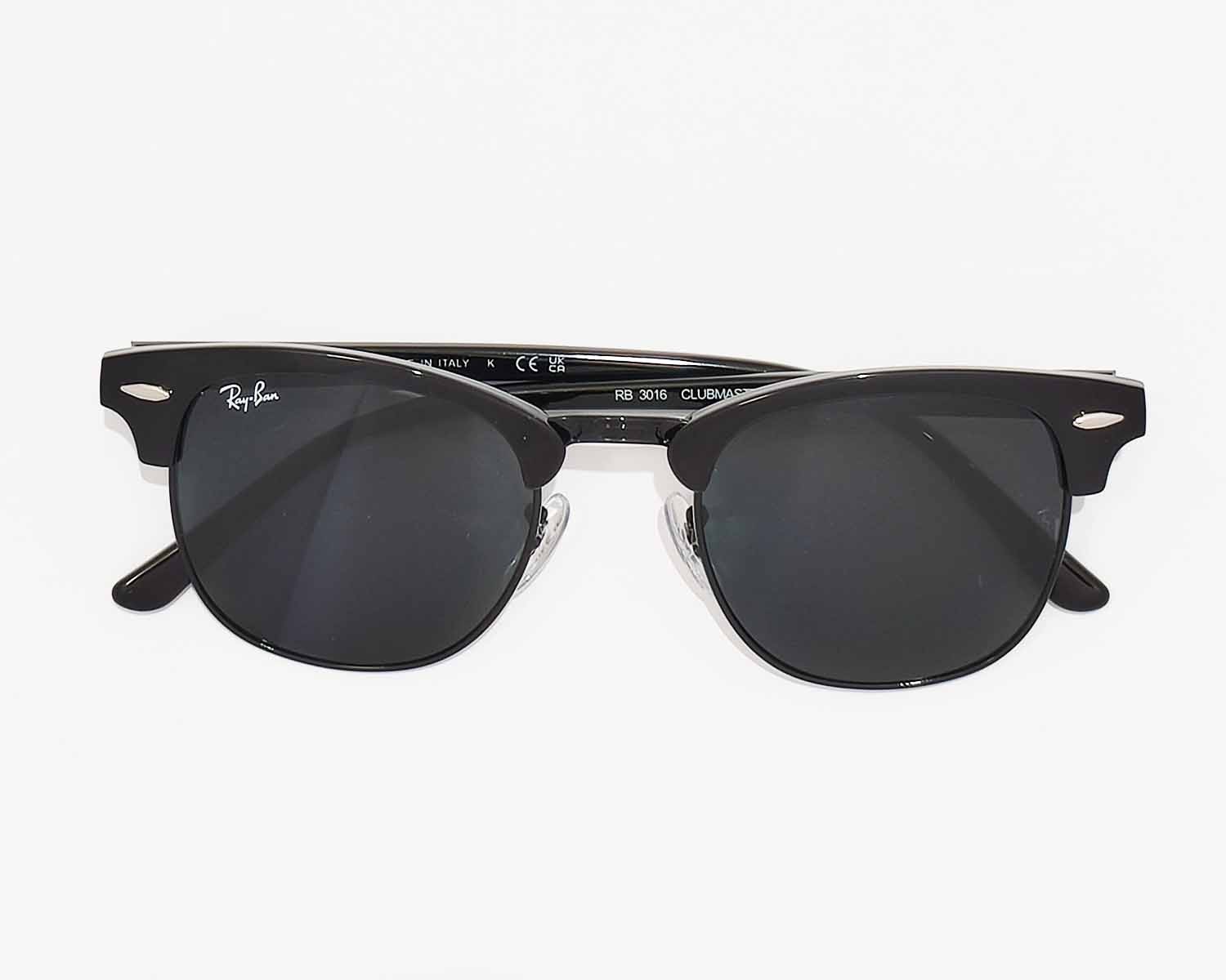 Ray-Ban Sunglasses RB3016 Clubmaster Marble Black Frame Dark Grey Lenses 51mm