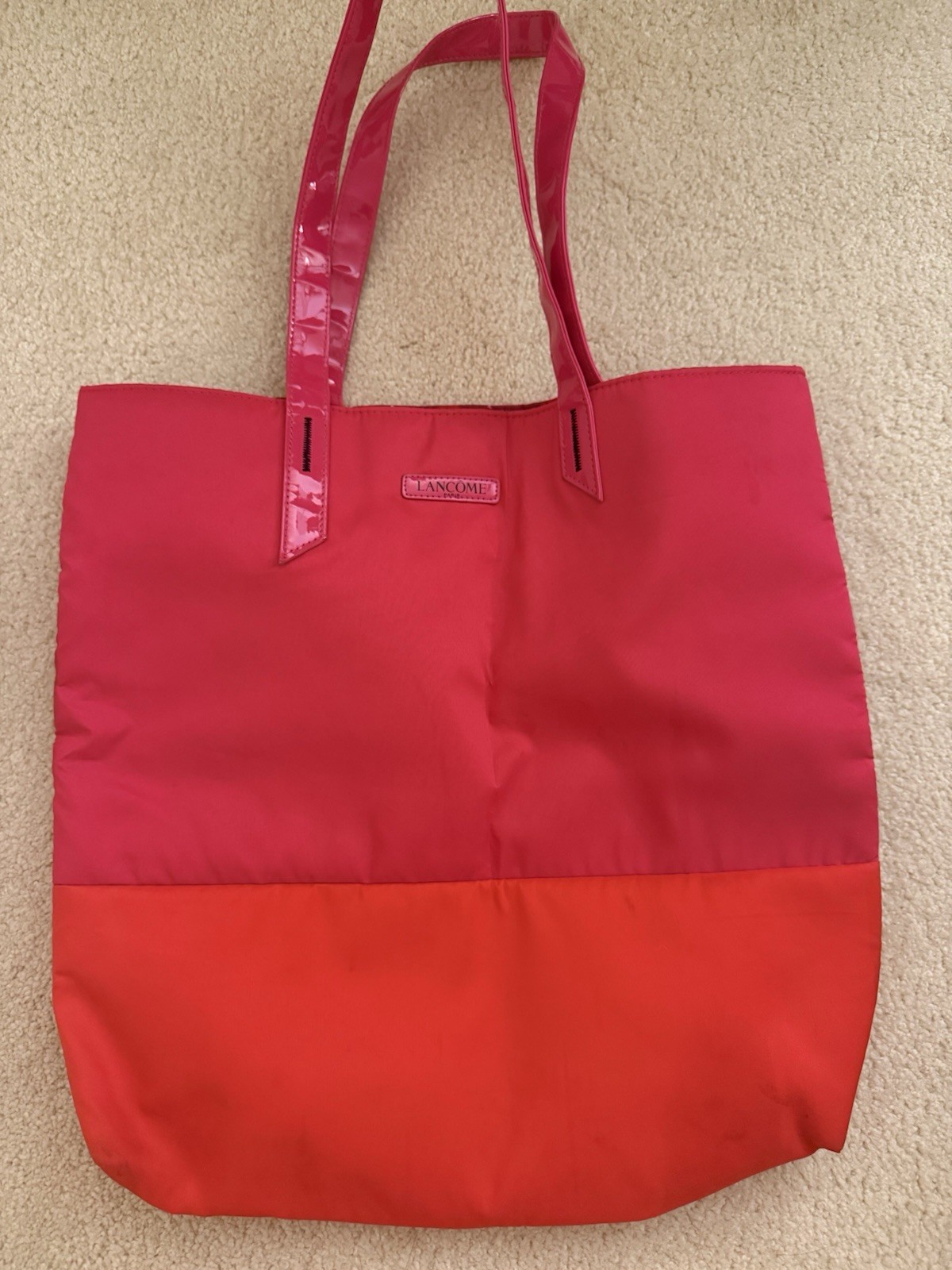 10x Lancôme Pink/Red Waterproof Flamingo Lined Tote Bag Hot Barbie 16x15x3”