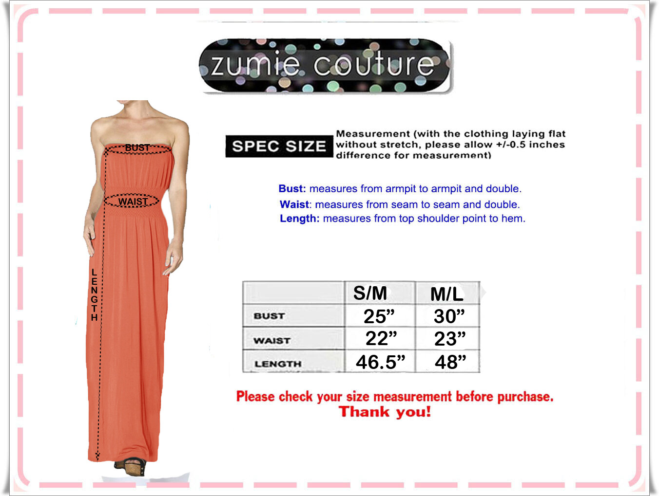 Casual Smocked Elasticized Bust and Waist Tube Maxi Dress S/M ~ M/L
