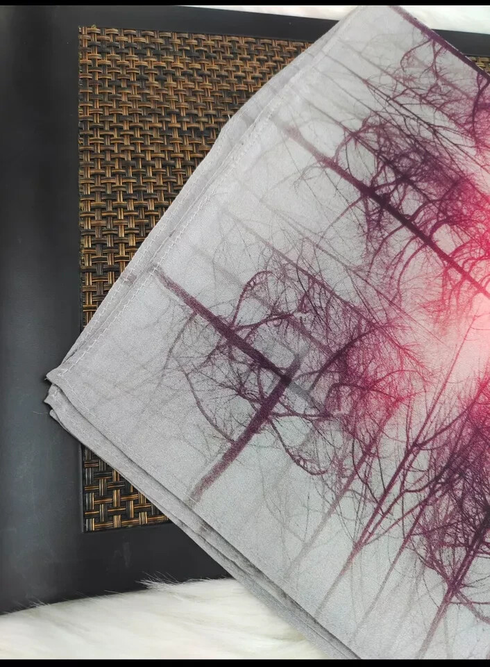 21”X21″Sunset Print Pure Mulberry Satin Silk 12momme Scarf 53x53cm 5-2