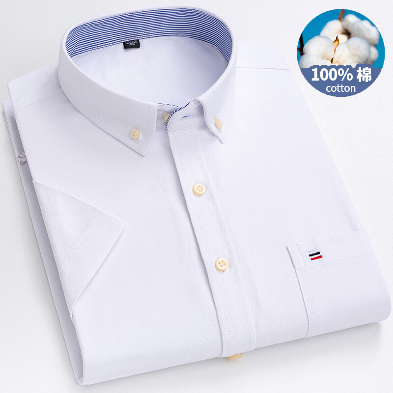 Men’s Oxford Shirts Formal Business Short Sleeves Cotton Casual Dress Shirts Top